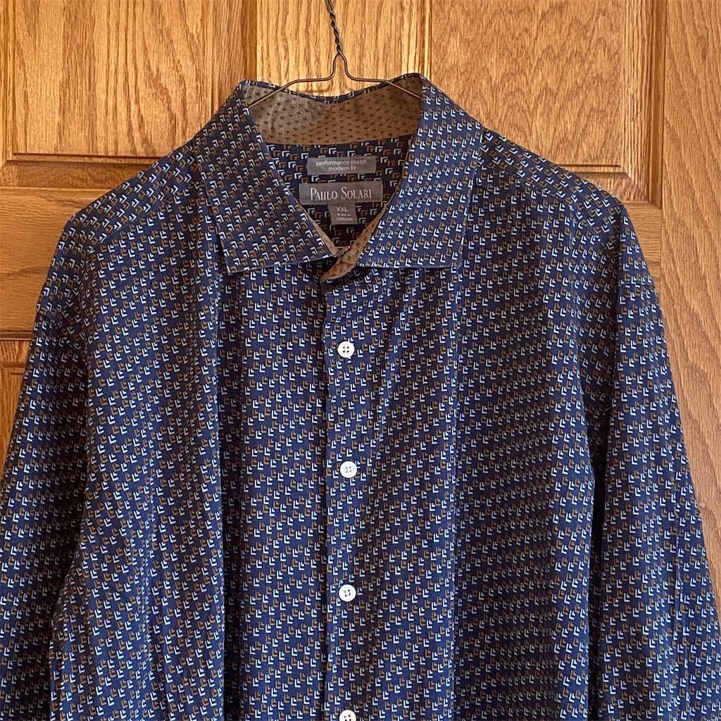 Other Paulo Solari Men's 2XL Blue Geometric Long Sleeve Button Do Size US XXL / EU 58 / 5 - 2 Thumbnail