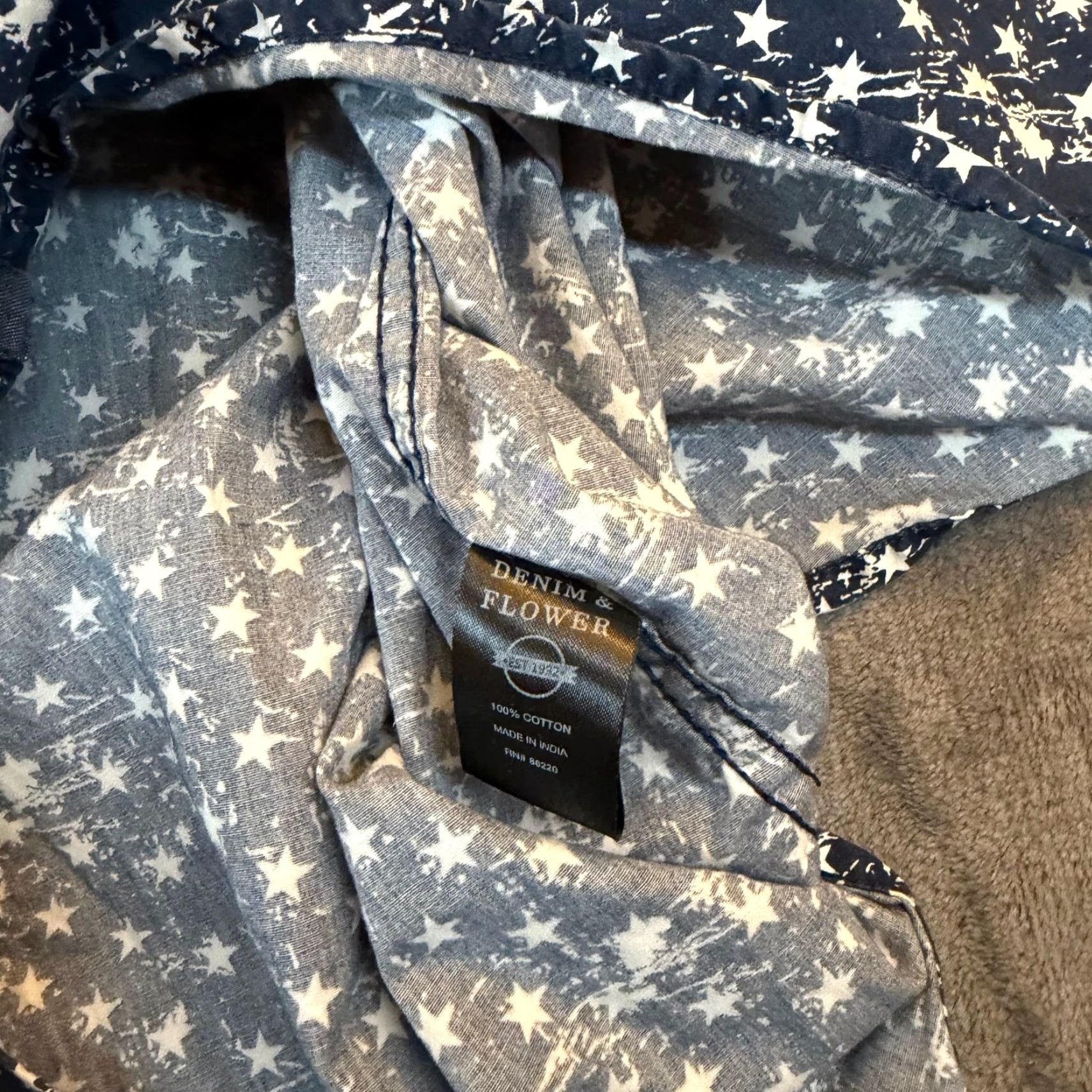 Denime DENIM FLOWER Ricky Singh Shirt Slim Short Sleeve Button Up Mens Small Star Print Patriotic Flag Graphic Print Casual Summer Spring Size US S / EU 44-46 / 1 - 5 Thumbnail