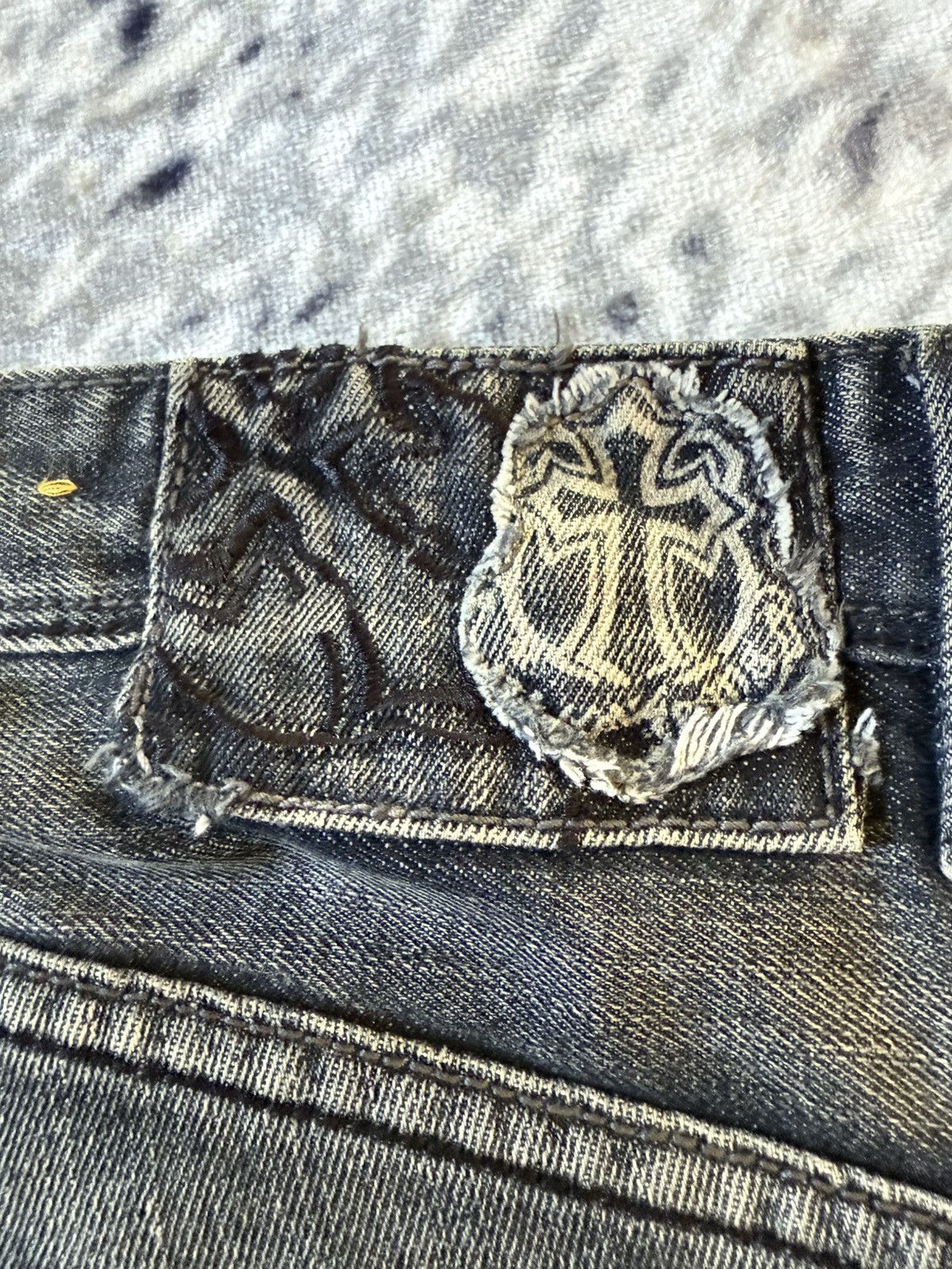 Japanese Brand ✝️ Embroidered Gothic Cross Gray Wash Jeans Pepe Brand Size US 32 / EU 48 - 23 Thumbnail