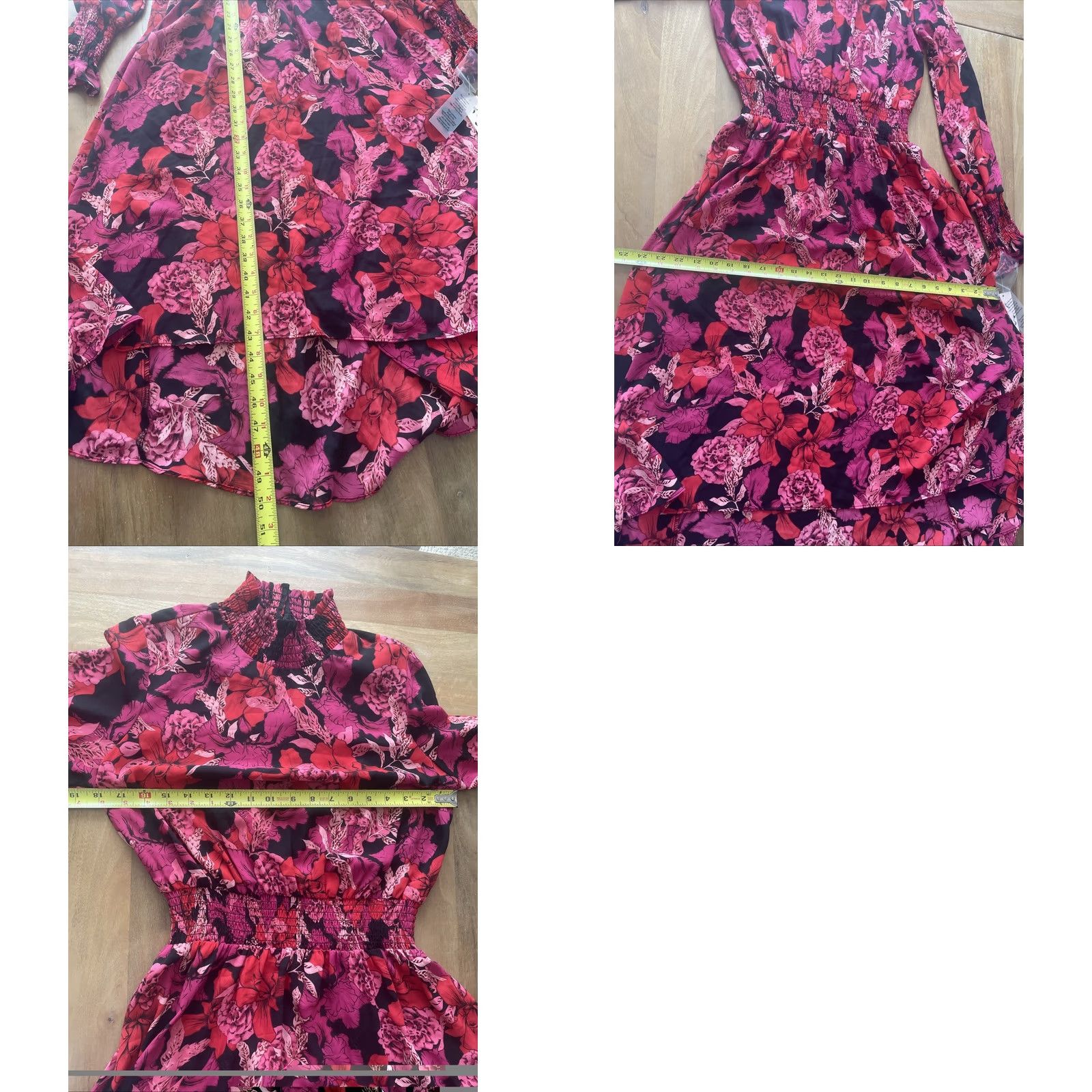 Nanette Lepore Nanette Lepore Dress Womens Size 8 Dragonfruit Mock Neck Smocked Long Sleeve NWT Size M / US 6-8 / IT 42-44 - 8 Thumbnail