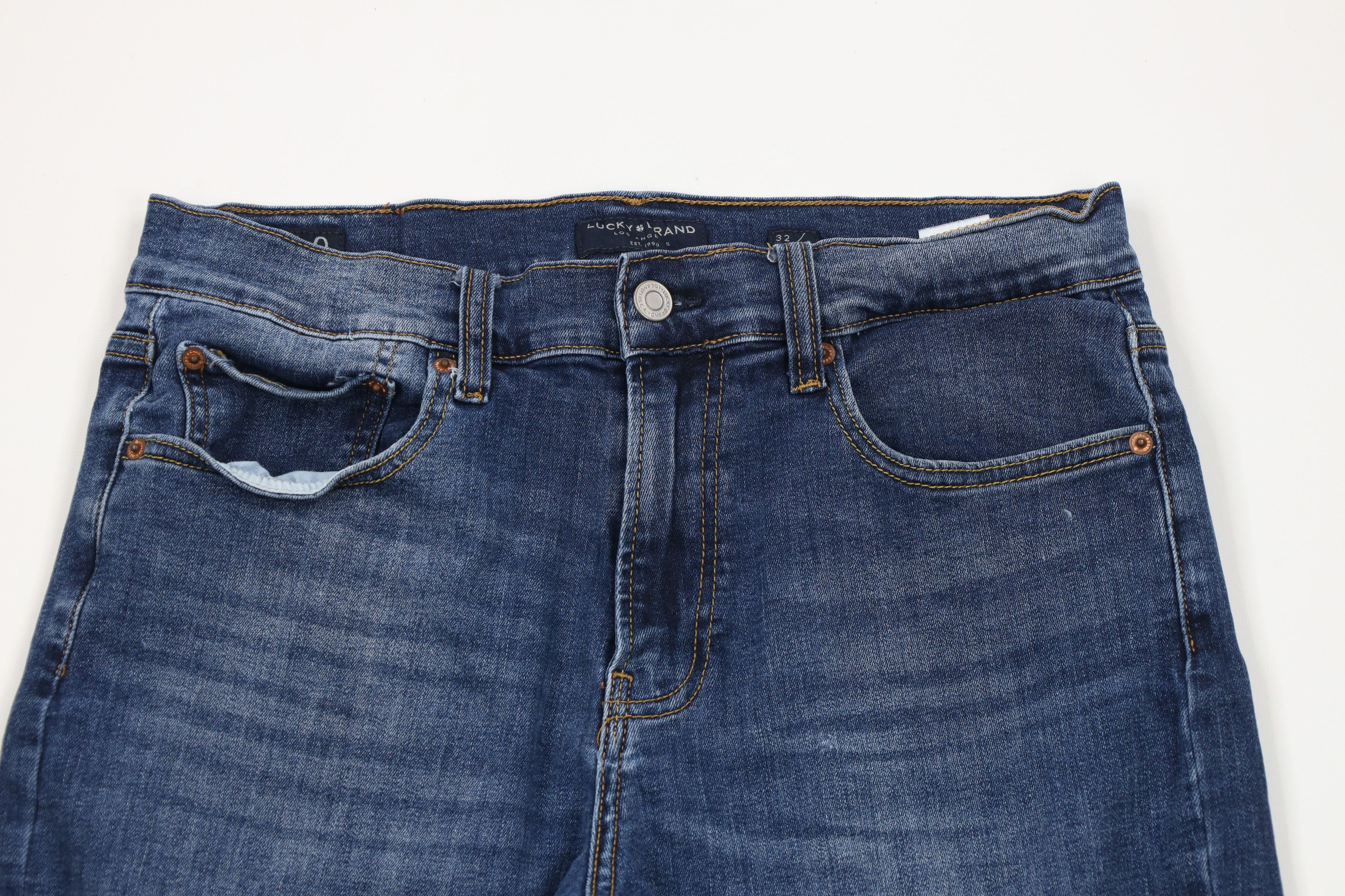 Lucky Brand × Vintage Lucky Brand Athletic Straight Leg Stretch Denim Jeans Blue Size US 32 / EU 48 - 2 Thumbnail