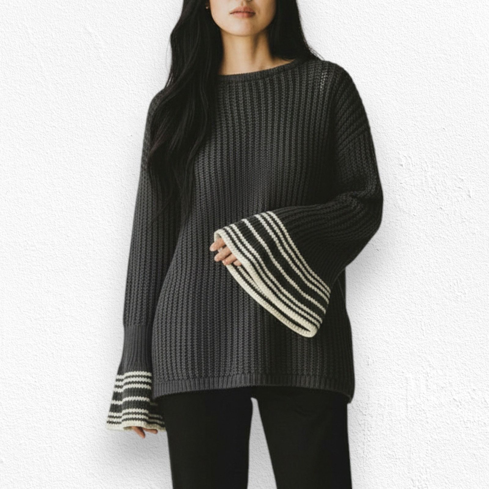 Chicos Chico’s Black White Open Knit Sweater Size Medium Size M / US 6-8 / IT 42-44 - 3 Thumbnail
