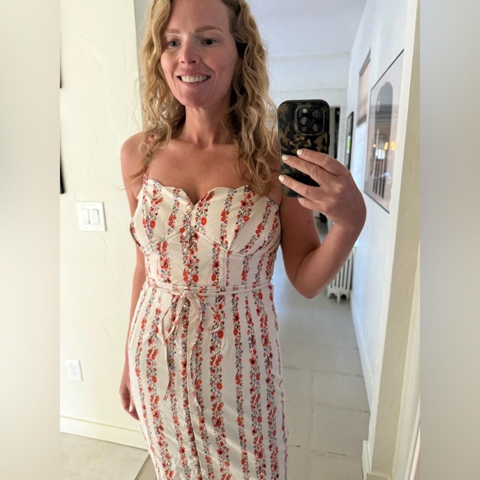 Anthropologie Anthro $170 Sweetheart Floral Striped Midi Dress Size 8 Size M / US 6-8 / IT 42-44 - 4 Thumbnail