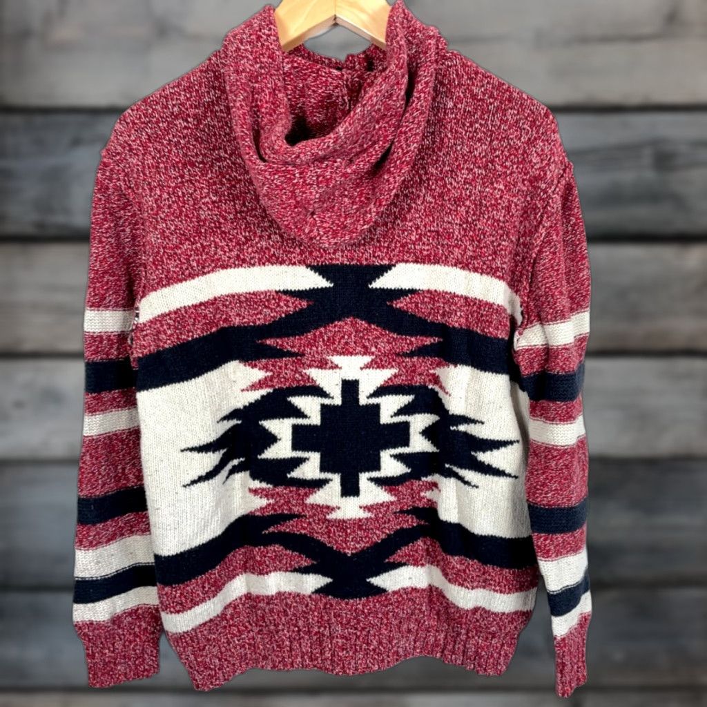 American Eagle Outfitters American Eagle Outfitters Aztec Henley Sweater Hoodie Men's Large Red Geometric Tribal 90s Southwestern Hipster Size US L / EU 52-54 / 3 - 1 Thumbnail