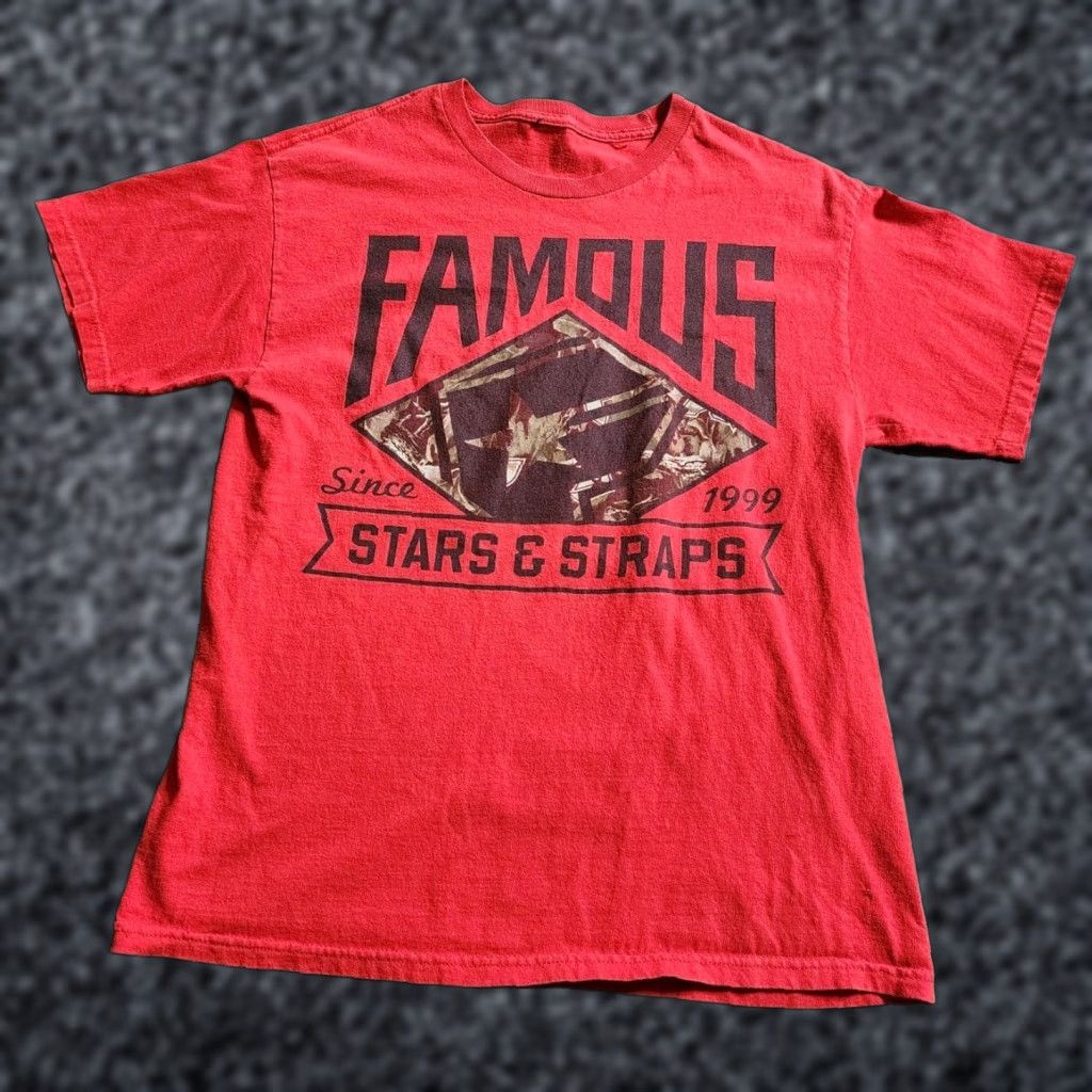 Logo 7 Vintage Famous Stars & Straps T Shirt Logo Camo Distressed Mens M Red Short Sleeve Crew Neck Shirt Size US M / EU 48-50 / 2 - 1 Thumbnail