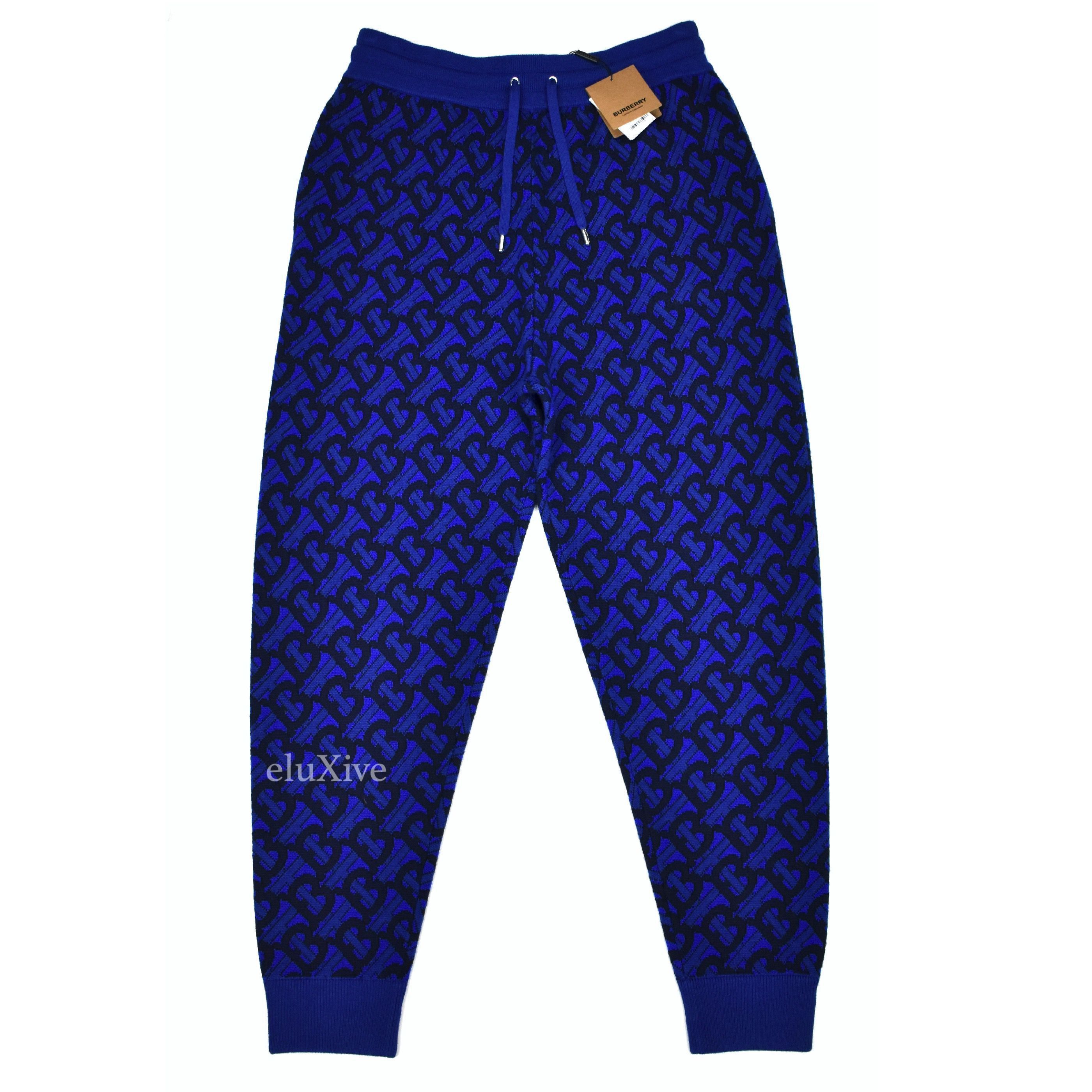 Burberry Burberry Blue TB Monogram Logo Wool Track Pants Size US 31 - 1 Preview
