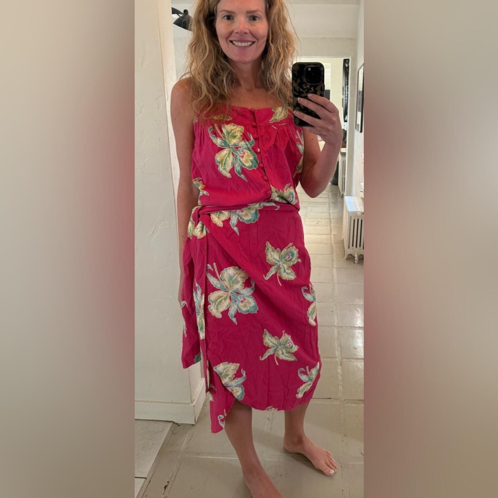 Faherty NWT Faherty Pacifica Orchid Blossom Wrap Skirt & Top Set S Size 28" / US 6 / IT 42 - 1 Thumbnail