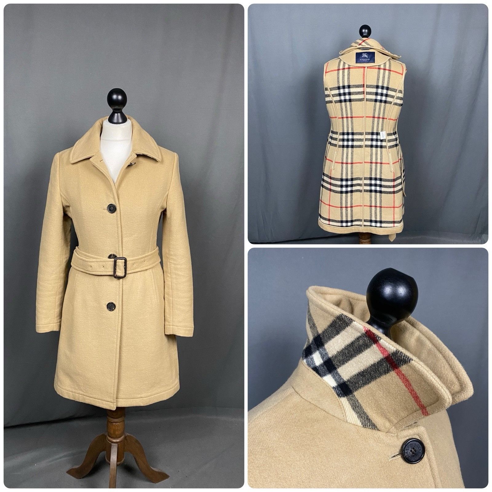 Burberry Burberry Women's Beige Wool Belted Trench Coat Size 40 Size S / US 4 / IT 40 - 1 Thumbnail