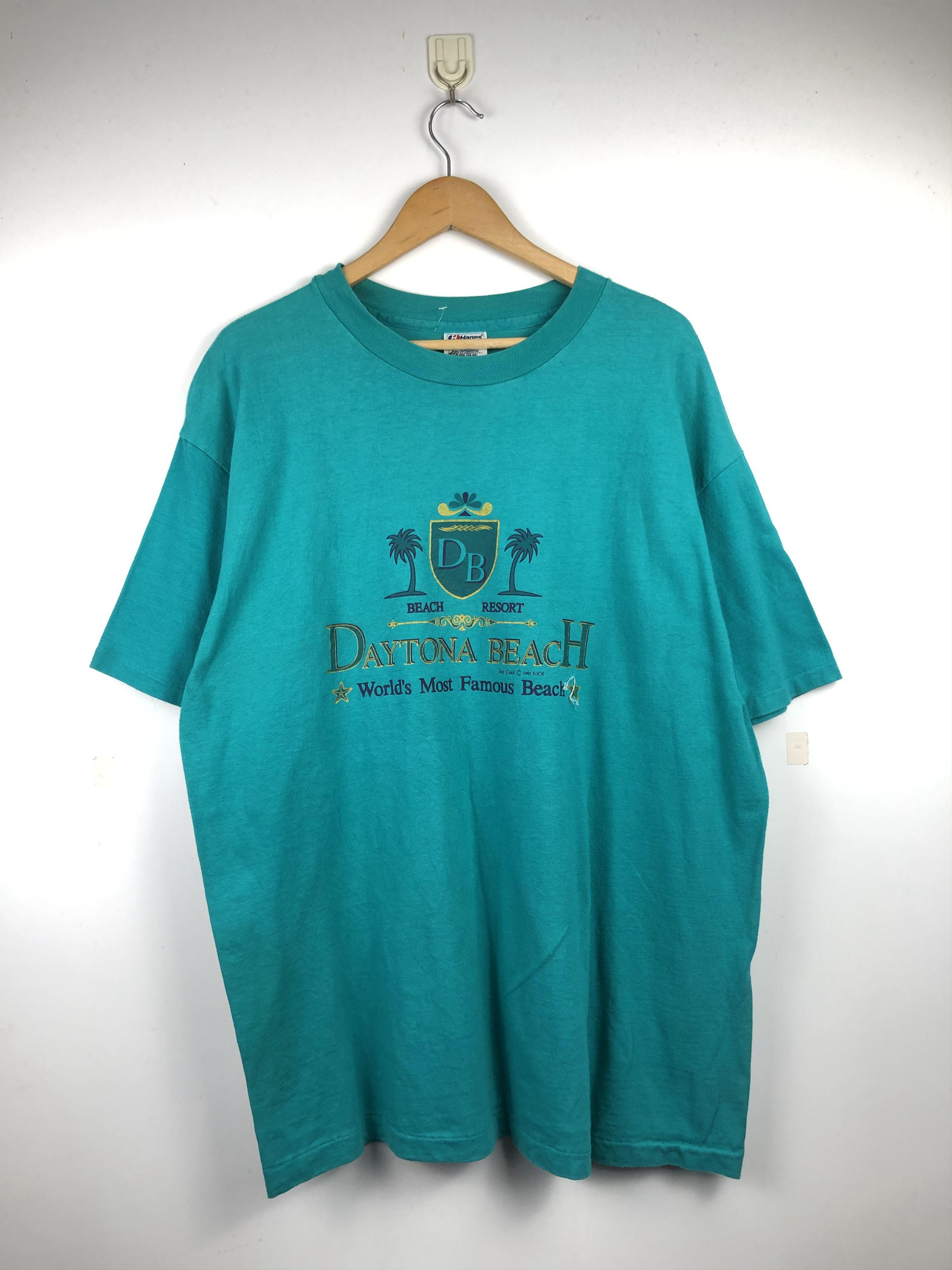 Hanes Vintage 90s Daytona Beach T Shirt TA0349 Size US XL / EU 56 / 4 - 1 Thumbnail