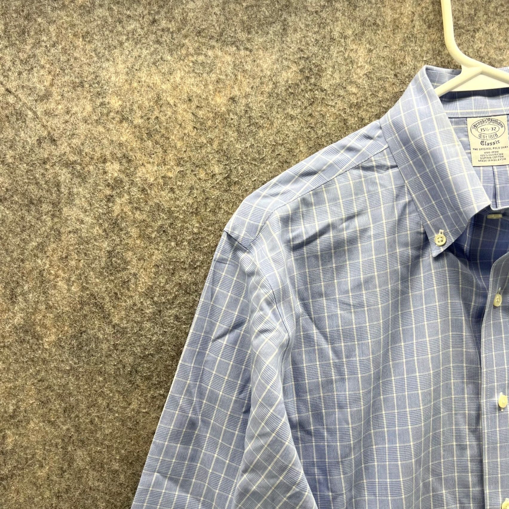 Brooks Brothers Brooks Brothers Shirt Men 15.5 35 Adult Blue Glen Check Button Down Classic Shirt Size US L / EU 52-54 / 3 - 3 Thumbnail