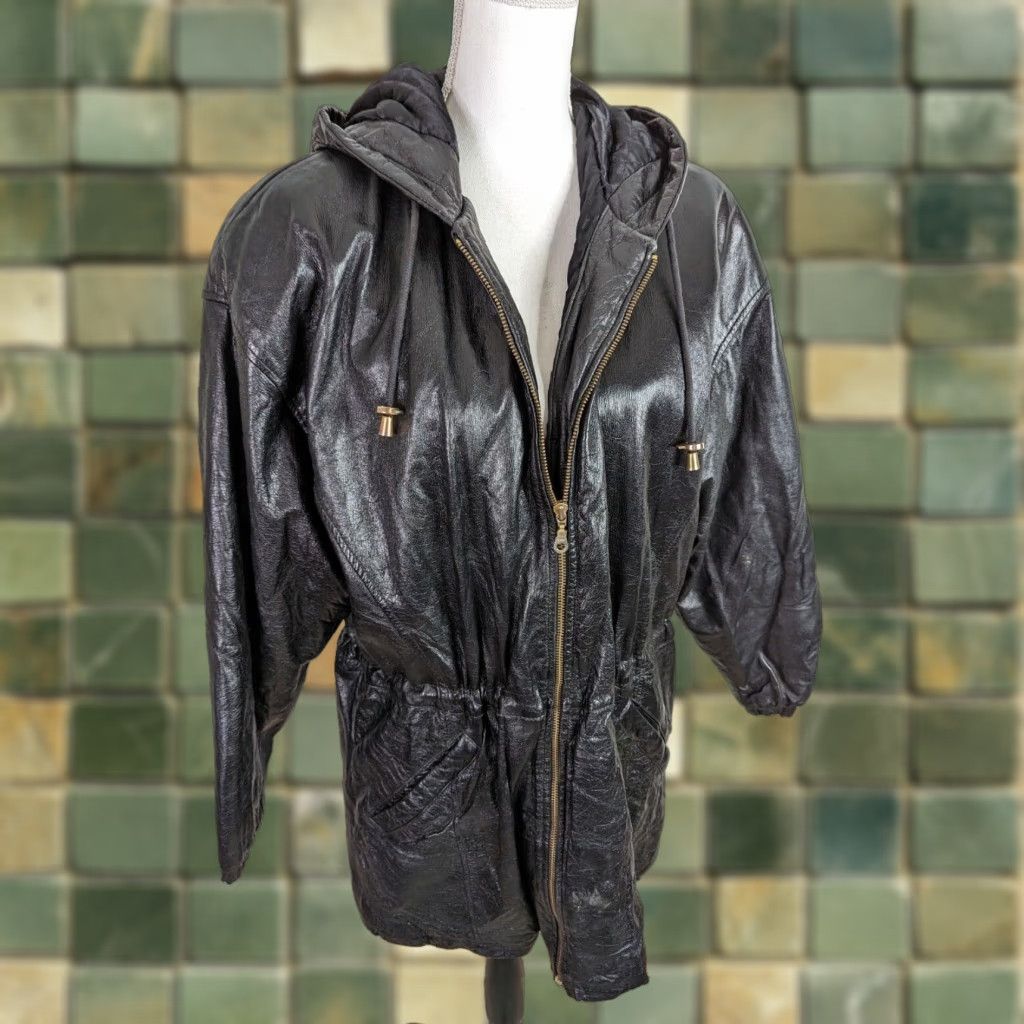 Vintage VINTAGE Wilsons Leather Jacket Hooded Relaxed Oversized Parka Women's M Black Size M / US 6-8 / IT 42-44 - 1 Thumbnail