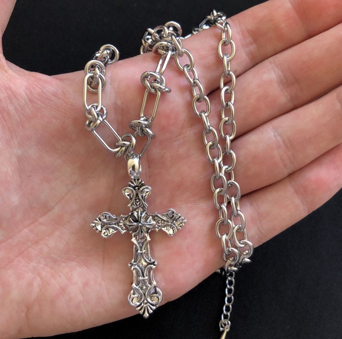 Jewelry Cross Linked Chain Punk Gothic Necklace Size ONE SIZE - 5 Thumbnail