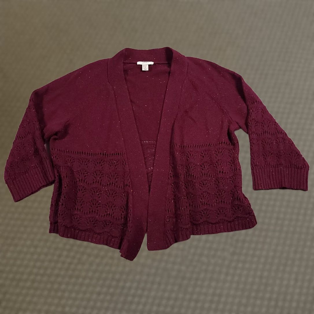 Vintage CJ Banks Cardigan Sweater Womens 2X Plus Red Open Front Open Knit Heavyweight All Seasons Fall Winter Spring Ladies Mens Womens Size XXL / US 16-18 / IT 52-54 - 1 Thumbnail