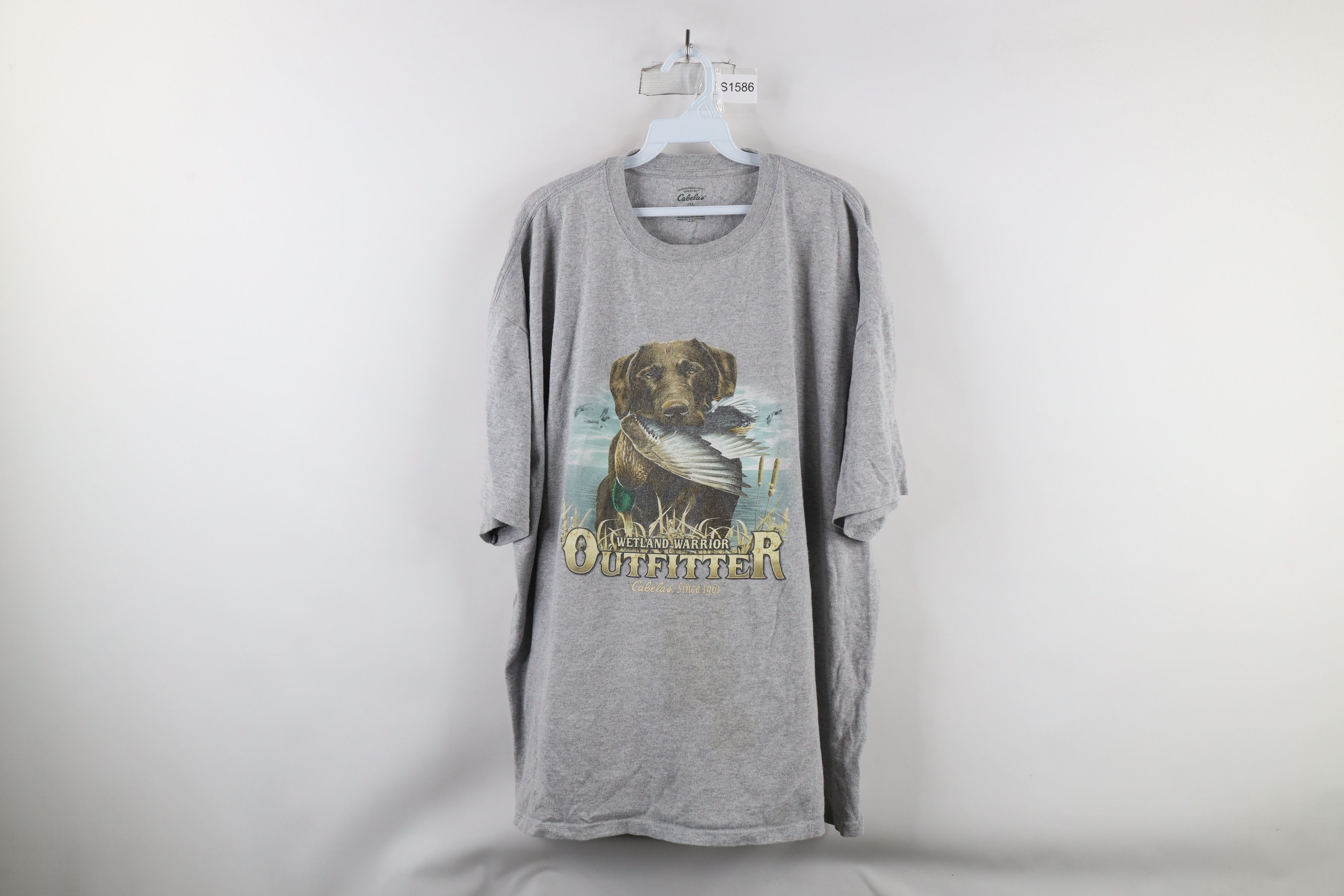 Cabelas × Vintage Vintage Cabelas Spell Out Dog Hunting T-Shirt Gray Size US XXL / EU 58 / 5 - 1 Thumbnail