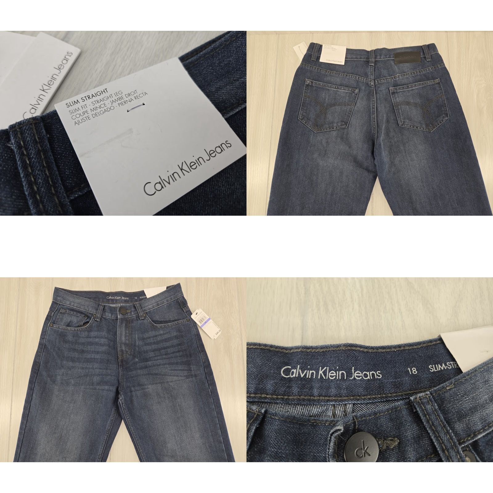 Calvin Klein VINTAGE Calvin Klein Jeans Size 18 Womens Slim Straight Medium Wash Blue Denim NWT Size 40" / US 18 - 8 Thumbnail