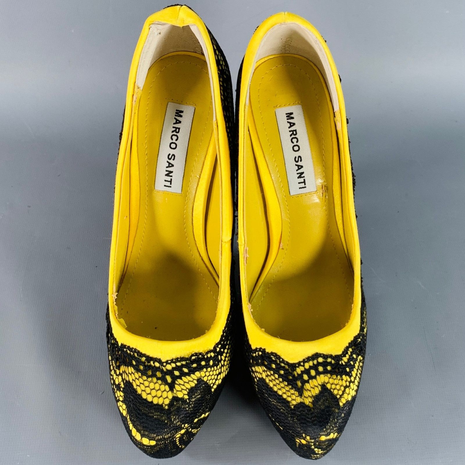 Other Size 6.5 Victoria Black Yellow Lace Stiletto Pumps Size US 6.5 / IT 36.5 - 4 Thumbnail