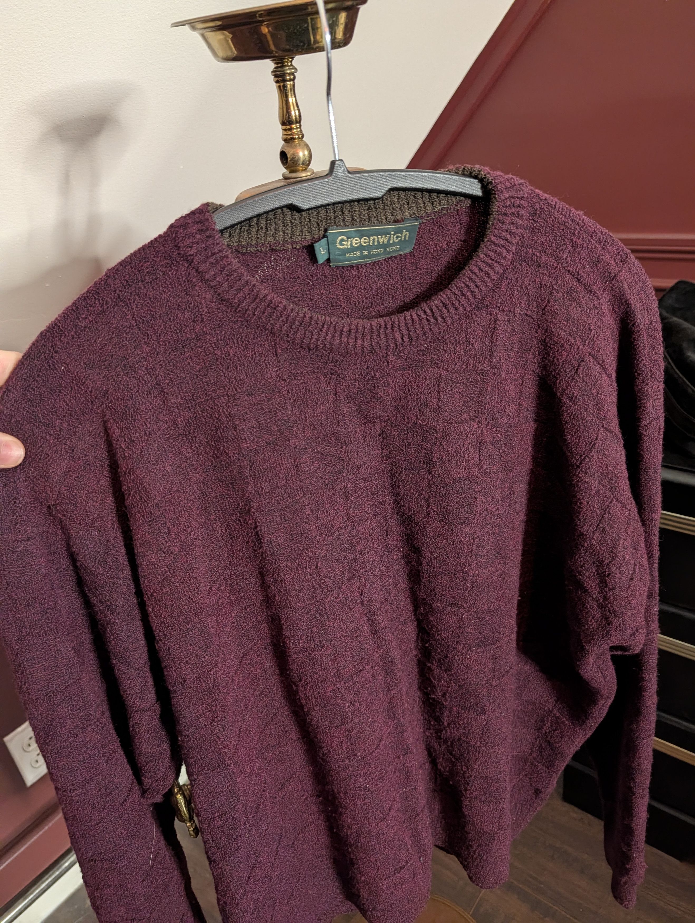Other GREENWICH Vintage checkered magenta textured sweater Size US L / EU 52-54 / 3 - 2 Thumbnail