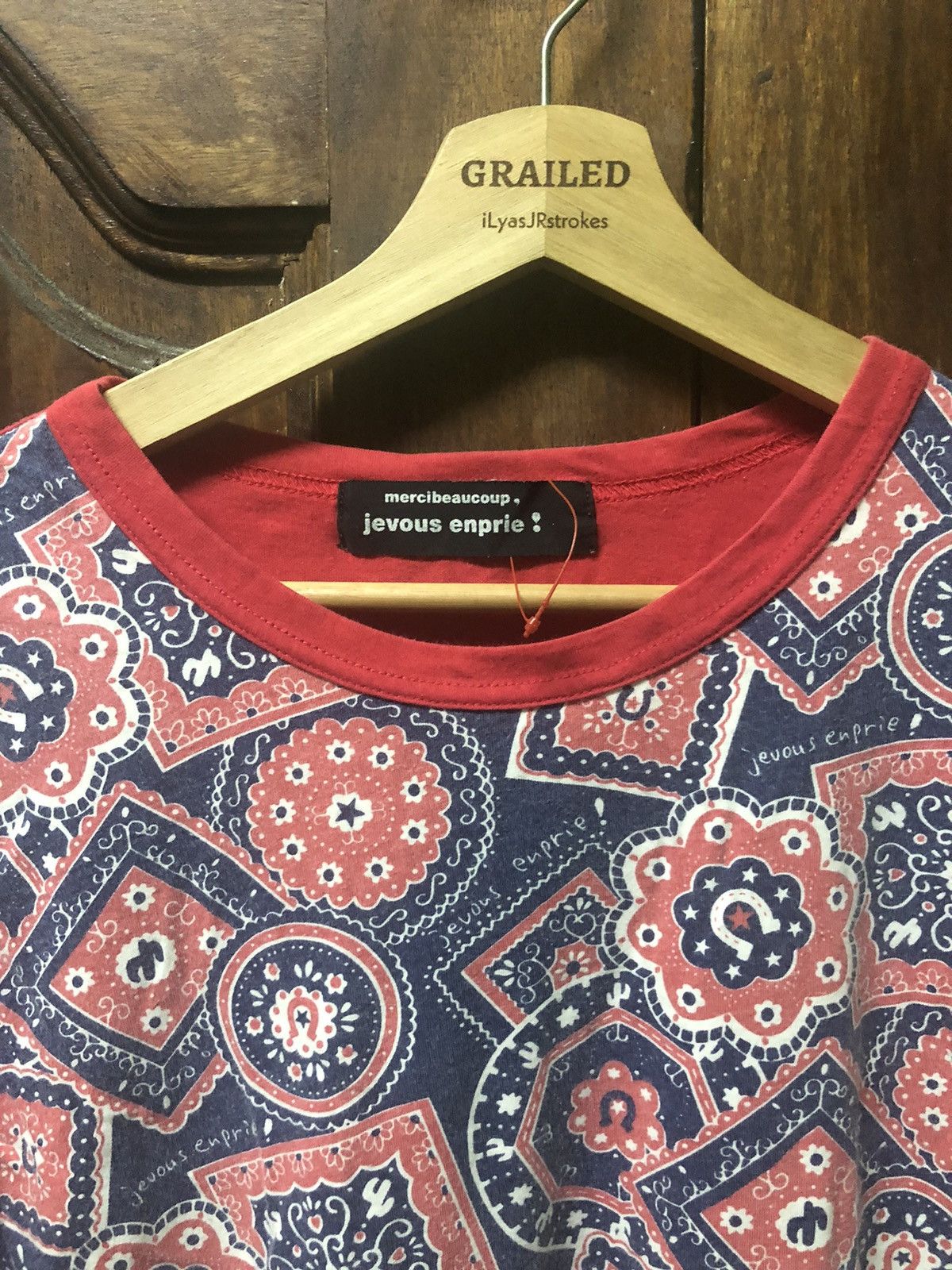 mercibeaucoup Vintage Mercibeaucoup Jevous Enprie Shirt Red Te Size US S / EU 44-46 / 1 - 9 Thumbnail