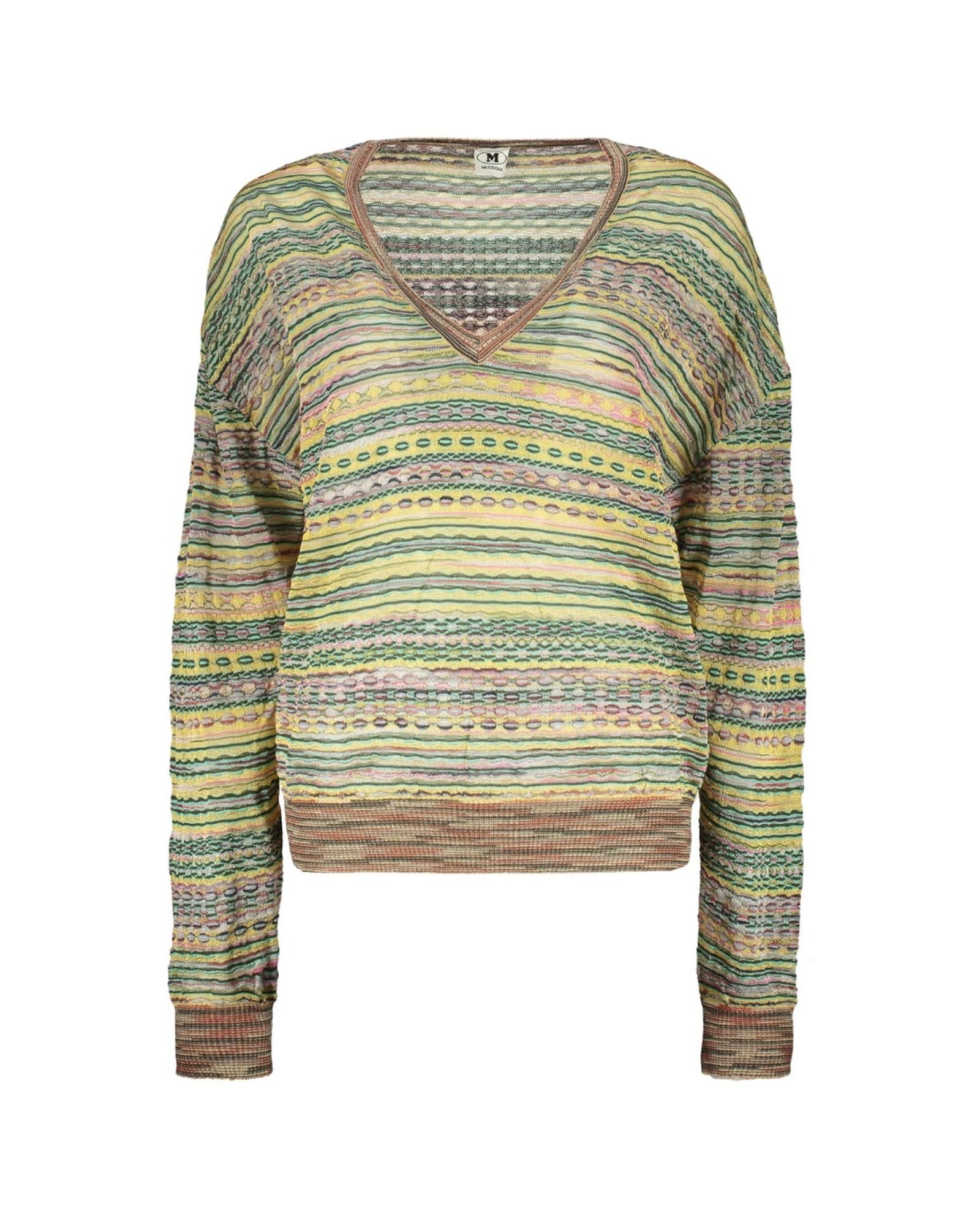 image of Missoni Textured V-Neck Sweater in Green, Women's (Size XL)