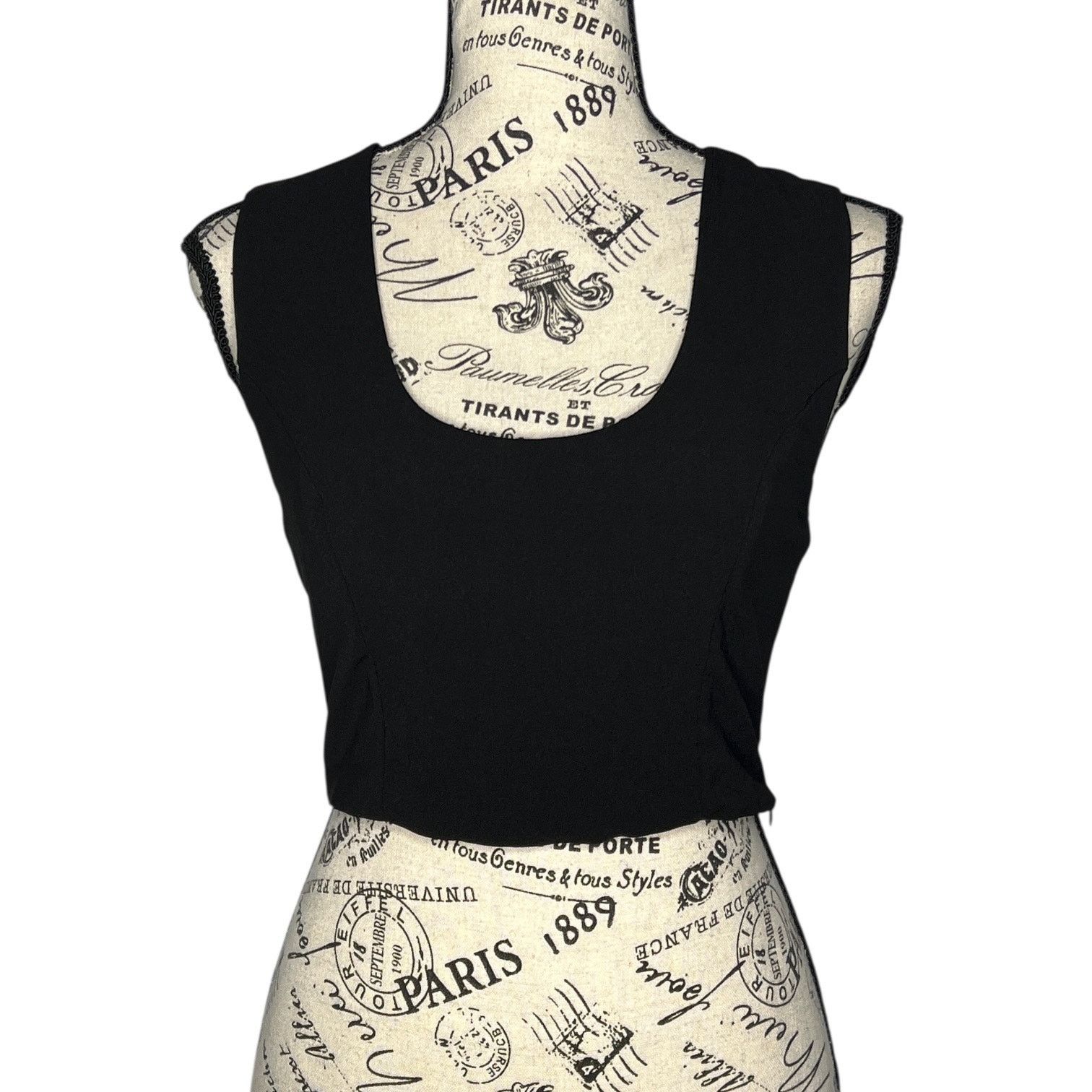 Krisa Open Cut Out Strap Back Scoop Neck Zip Side Crop Top Size S / US 4 / IT 40 - 1 Thumbnail