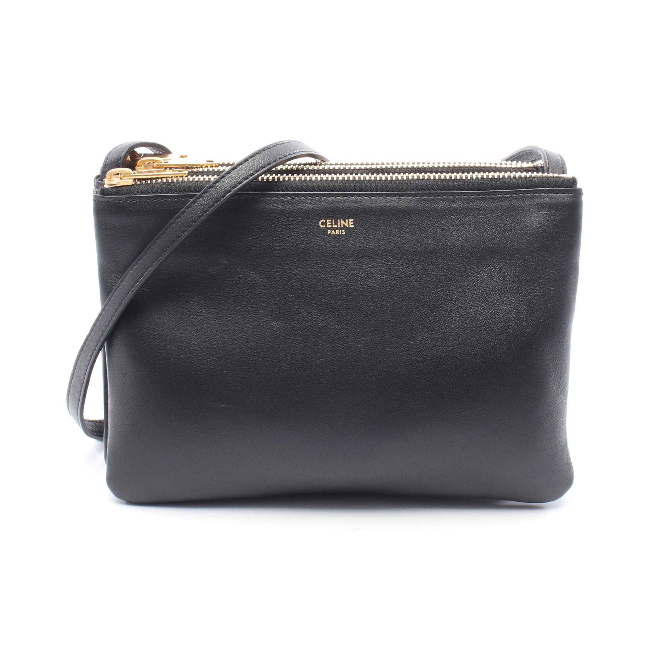 Celine Celine Trio Small Shoulder Bag Leather Black Size ONE SIZE - 1 Thumbnail
