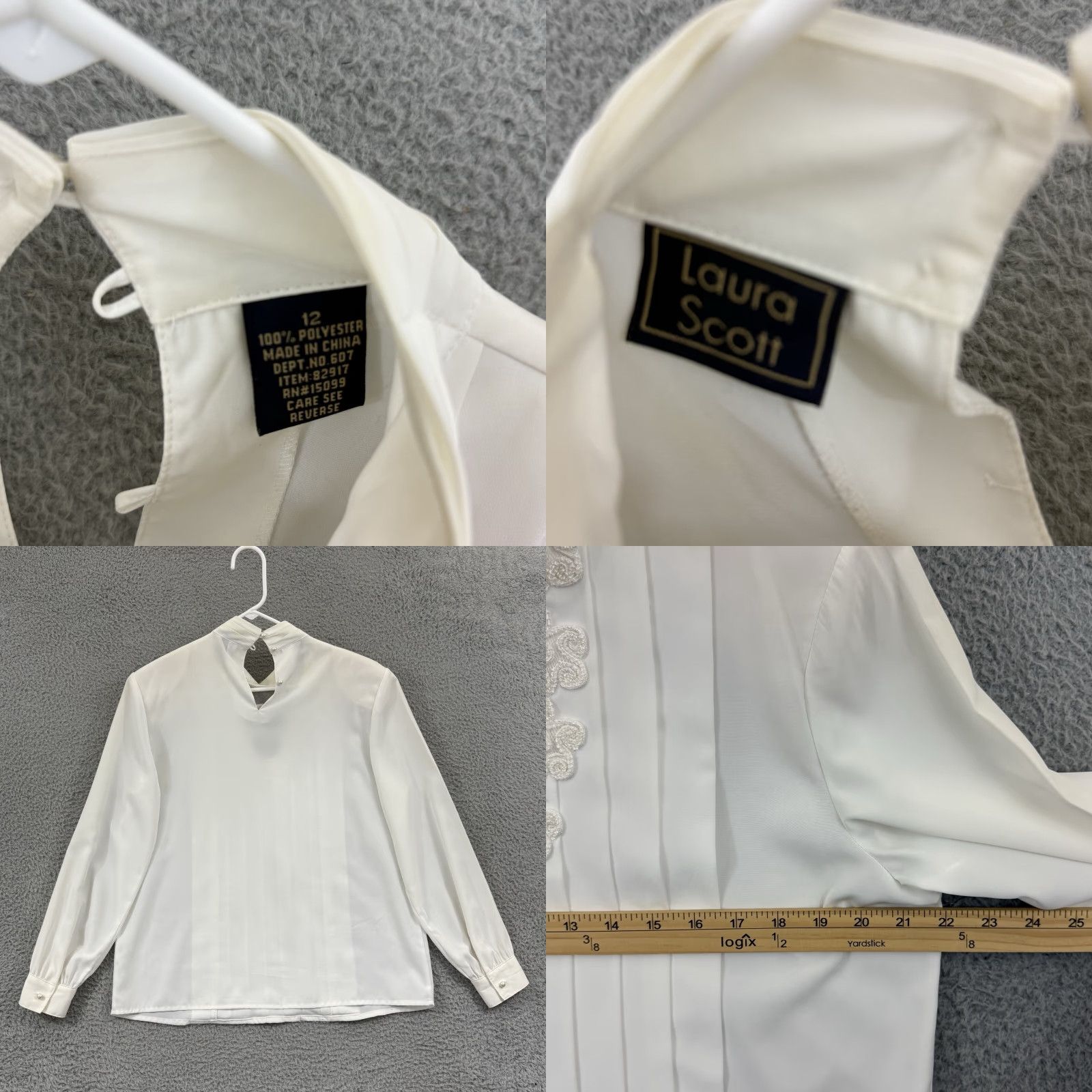Vintage VINTAGE Laura Scott Shirt Women 12 Long Sleeve Collared Pleated Button Blouse 80s Classic White Shirts Size XL / US 12-14 / IT 48-50 - 8 Thumbnail