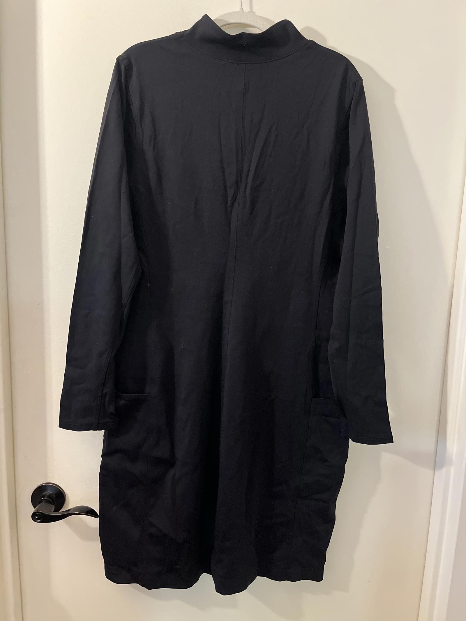 Designer Athleta Zip-Up Black Midi Dress - 1X Size XXL / US 16-18 / IT 52-54 - 2 Thumbnail