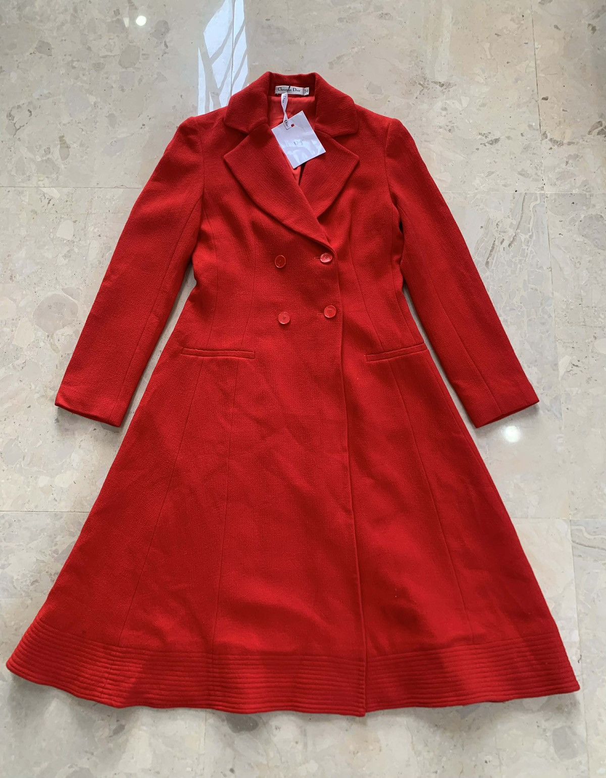 Dior Christian Dior Red Wool Double-Breasted Coat Size S / US 4 / IT 40 - 1 Thumbnail