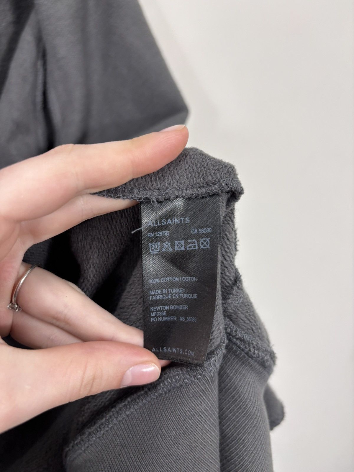 Allsaints AllSaints Men’s Grey Full Zip Cotton Newton Bomber Jacket Size US S / EU 44-46 / 1 - 15 Thumbnail