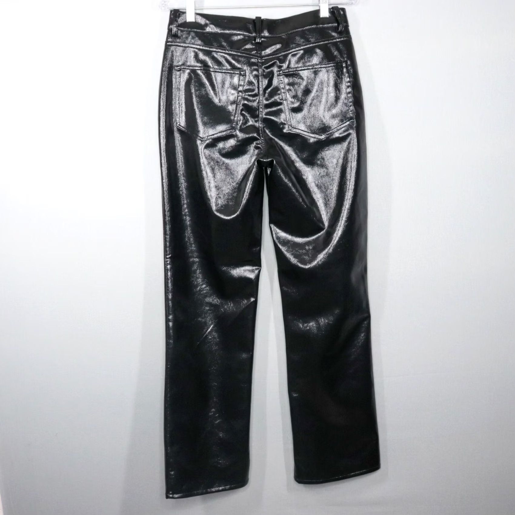 H&M H&M Pants Womens Size 10 Black Vegan Leather Straight Leg High Waist 30" Inseam Womens Size 32" / US 10 / IT 46 - 7 Thumbnail