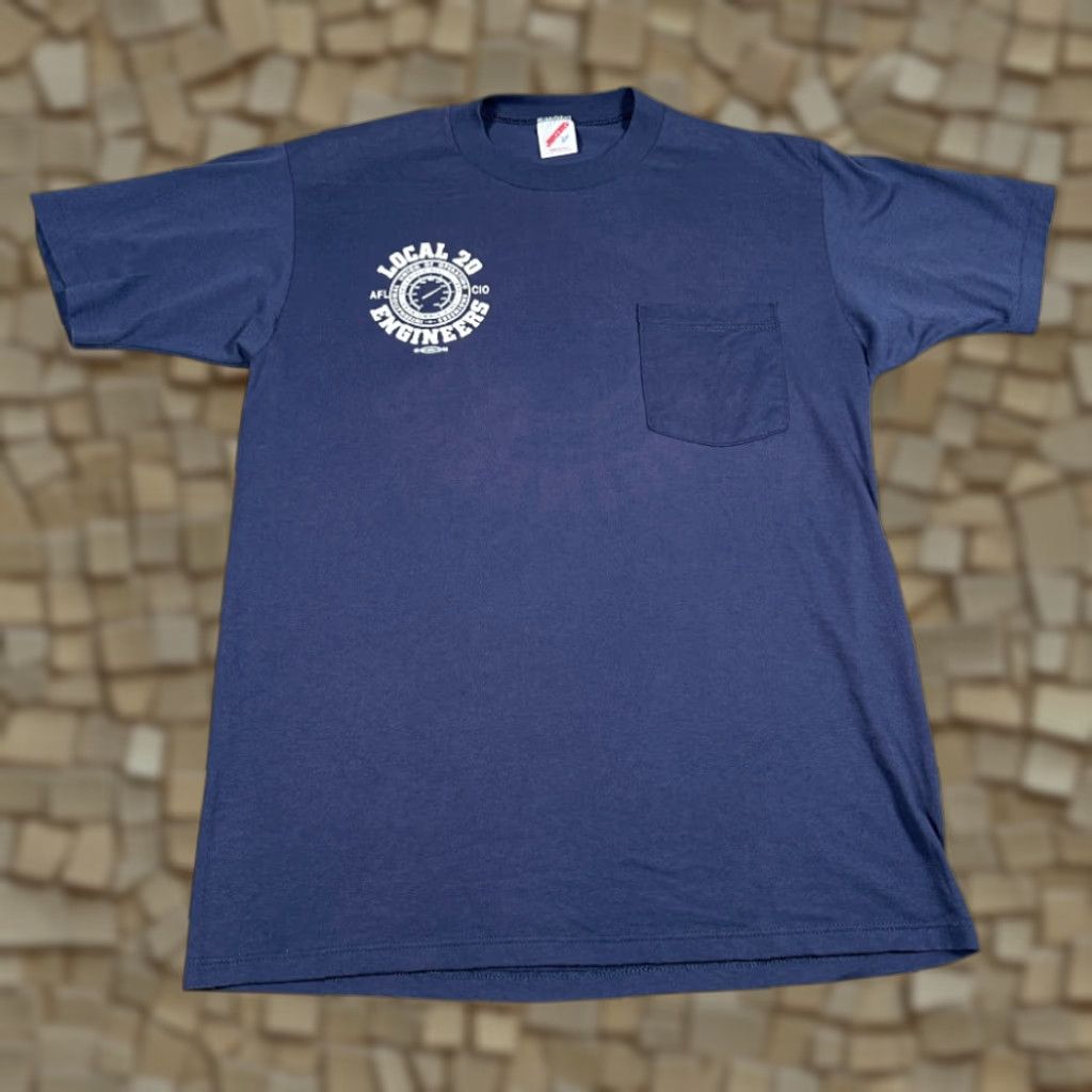 Jerzees VINTAGE Union Shirt Adult LARGE Blue Engineers Local 20 AFI CIO USA Made 80s Shirt Size US M / EU 48-50 / 2 - 1 Thumbnail