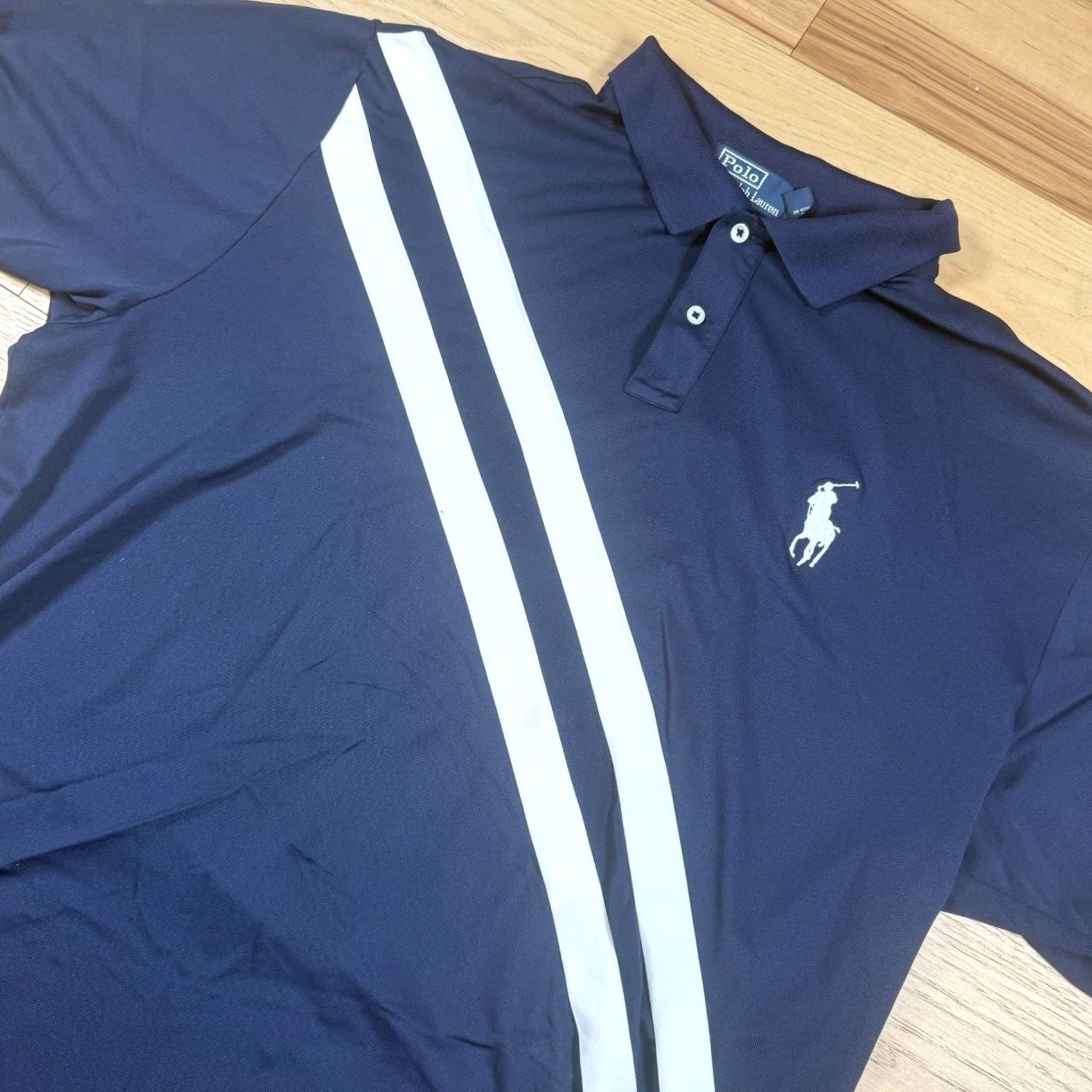 Polo Ralph Lauren VINTAGE Polo Ralph Lauren Shirt Striped Pony Rugby USA 2XL Men Blue Short Sleeve Cotton Polo Regular Mens Size US XXL / EU 58 / 5 - 2 Thumbnail