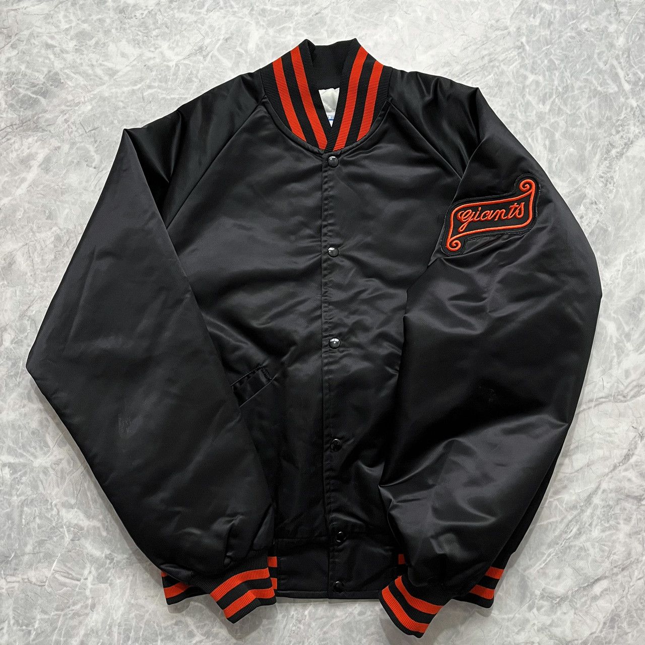 image of VTG 80's 90's Mlb San Francisco Giants Satin Bomber Jacket in Black, Men's (Size XL)