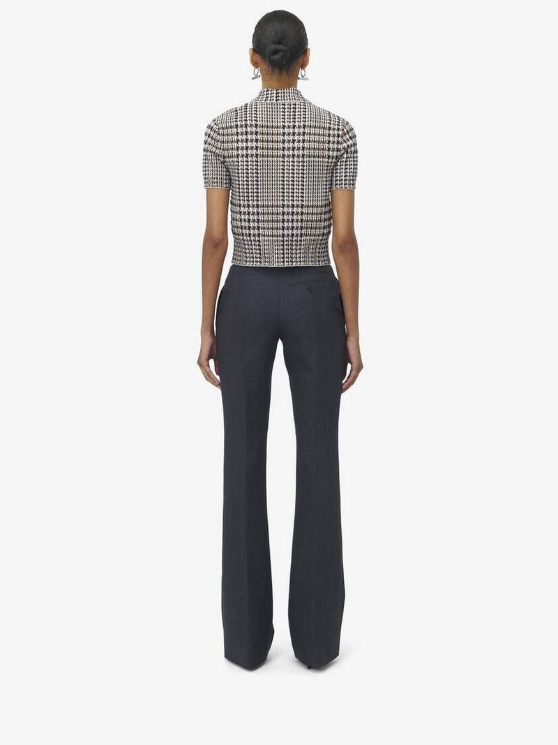 Alexander McQueen o1srvl11e0226 Prince of Wales Bootcut Trousers In Dark Grey Size 26" / US 2 / IT 38 - 4 Thumbnail