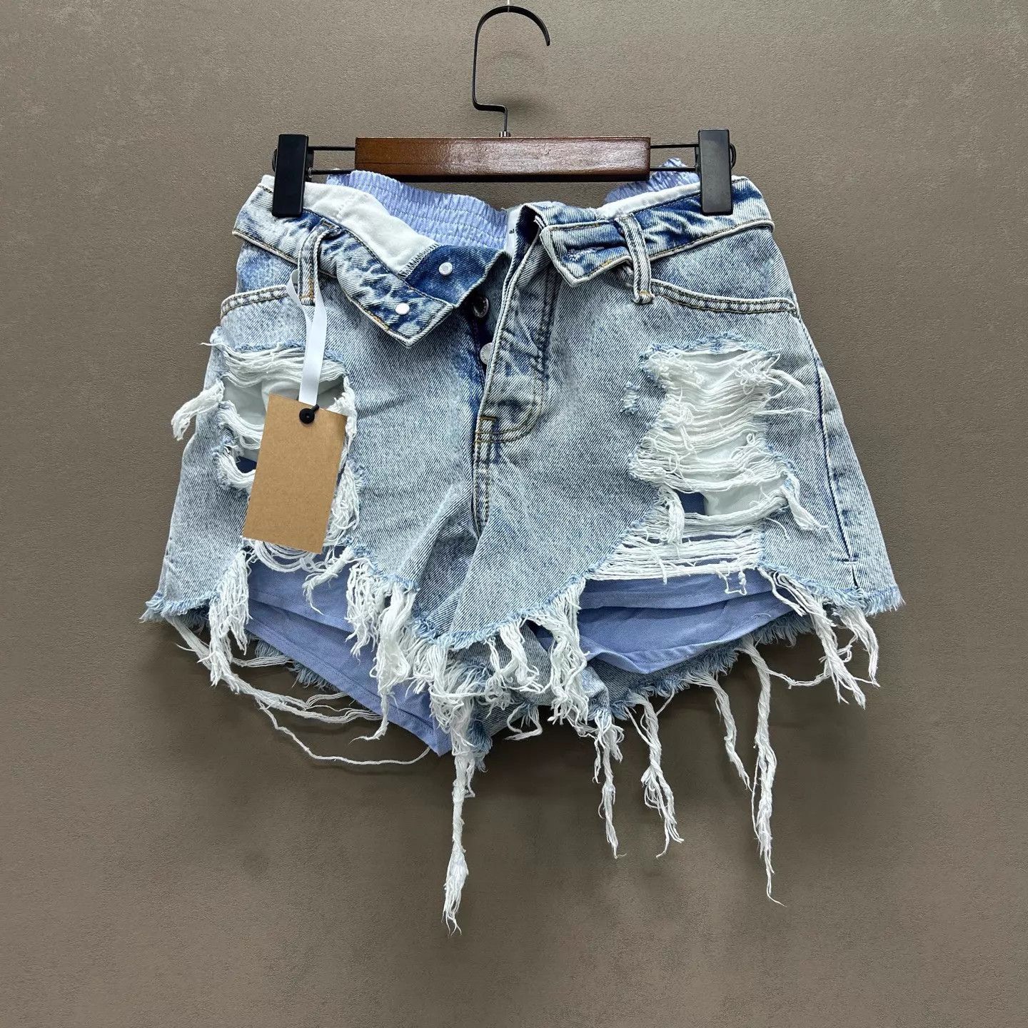 Alexander McQueen Alexander Wang Light Blue Washed Distressed Fringe Denim Size 25" / US 0 / IT 36 - 1 Thumbnail