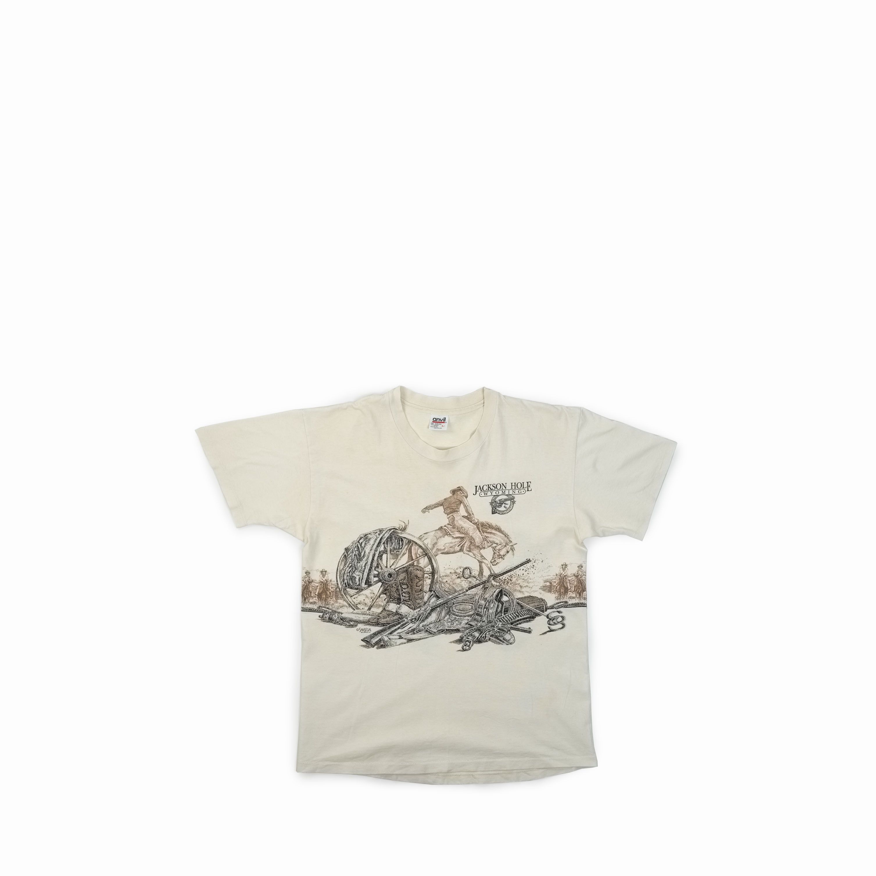 Anvil Vintage 1990's Jackson Hole Wyoming Tee Shirt Size US L / EU 52-54 / 3 - 1 Thumbnail