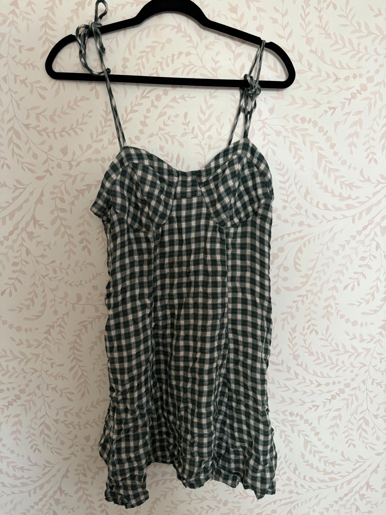 American Eagle Outfitters Grunge American Eagle Green Gingham Dress Size L / US 10 / IT 46 - 1 Thumbnail