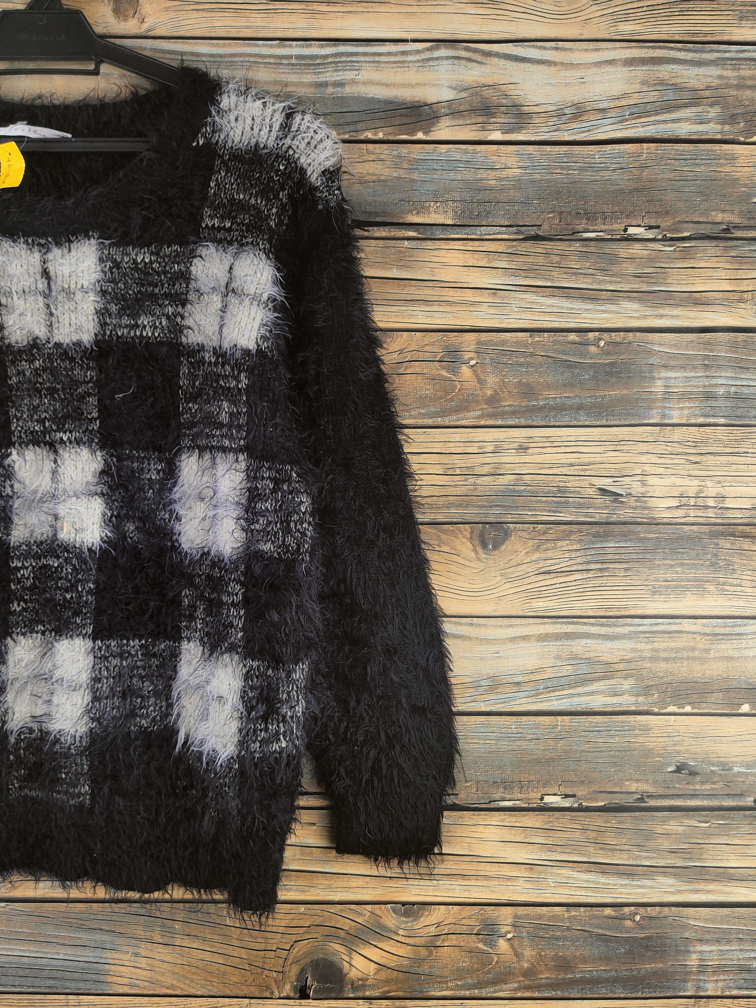Japanese Brand DL Cifra Plus Black White Fur Mohair Knitwear #46-918 Size S / US 4 / IT 40 - 5 Thumbnail
