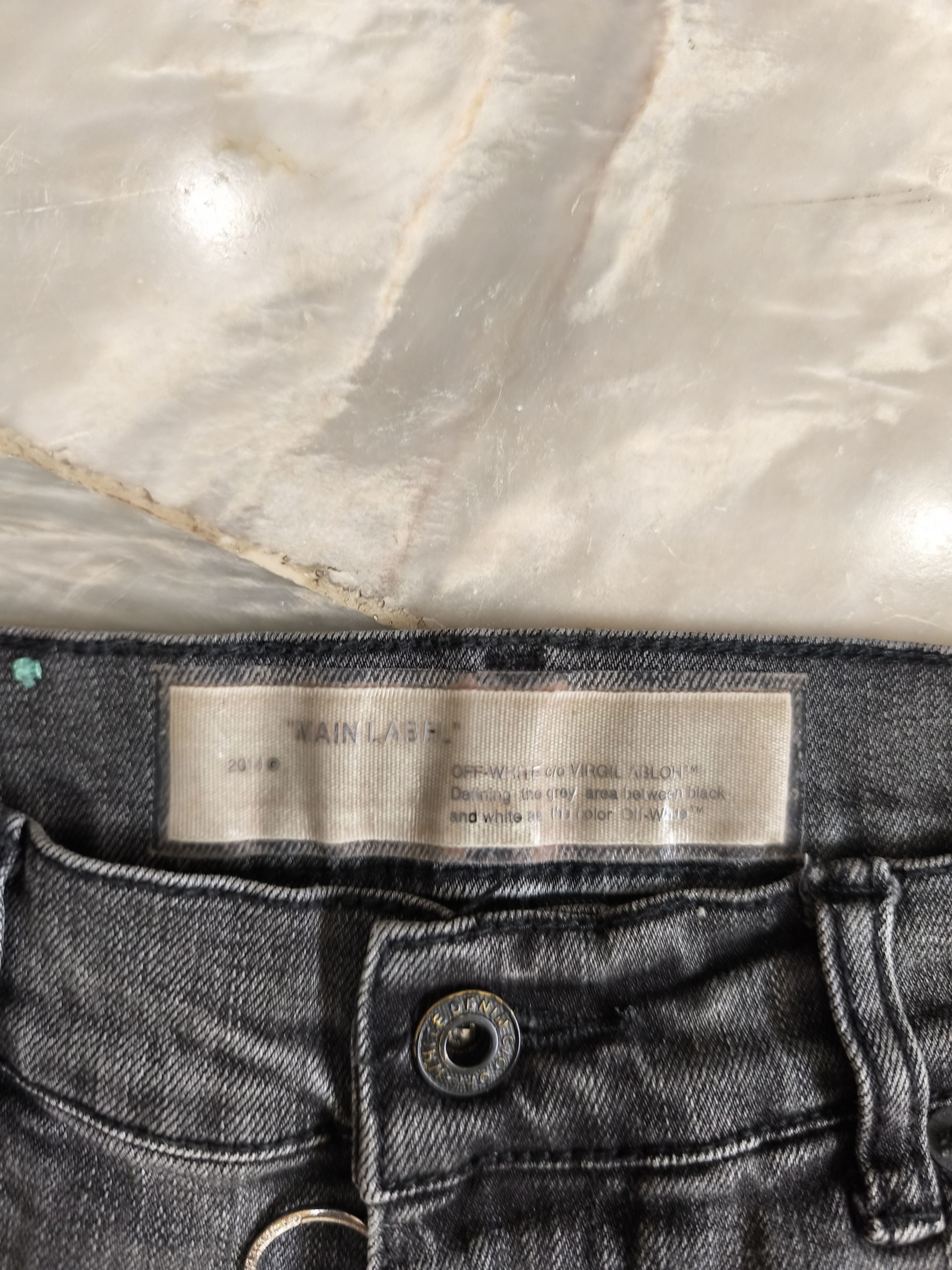 Off-White Off White Fire Line Yellow Logo Gray Slim Denim Jeans Size US 32 / EU 48 - 12 Thumbnail