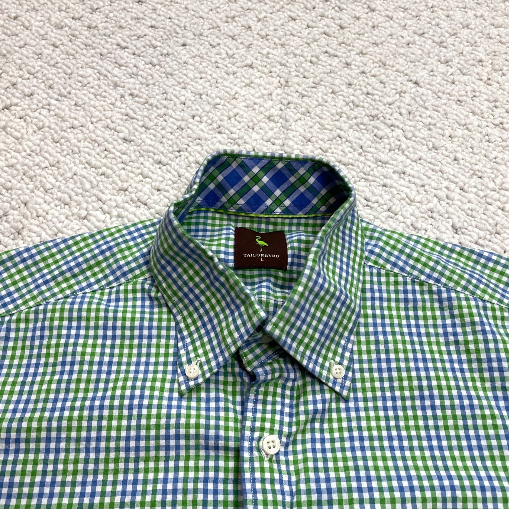 Tailorbyrd TAILORBYRD Button-Up Shirt Mens Large Green Check Plaid Pocket Logo Collared Top Size US L / EU 52-54 / 3 - 3 Thumbnail