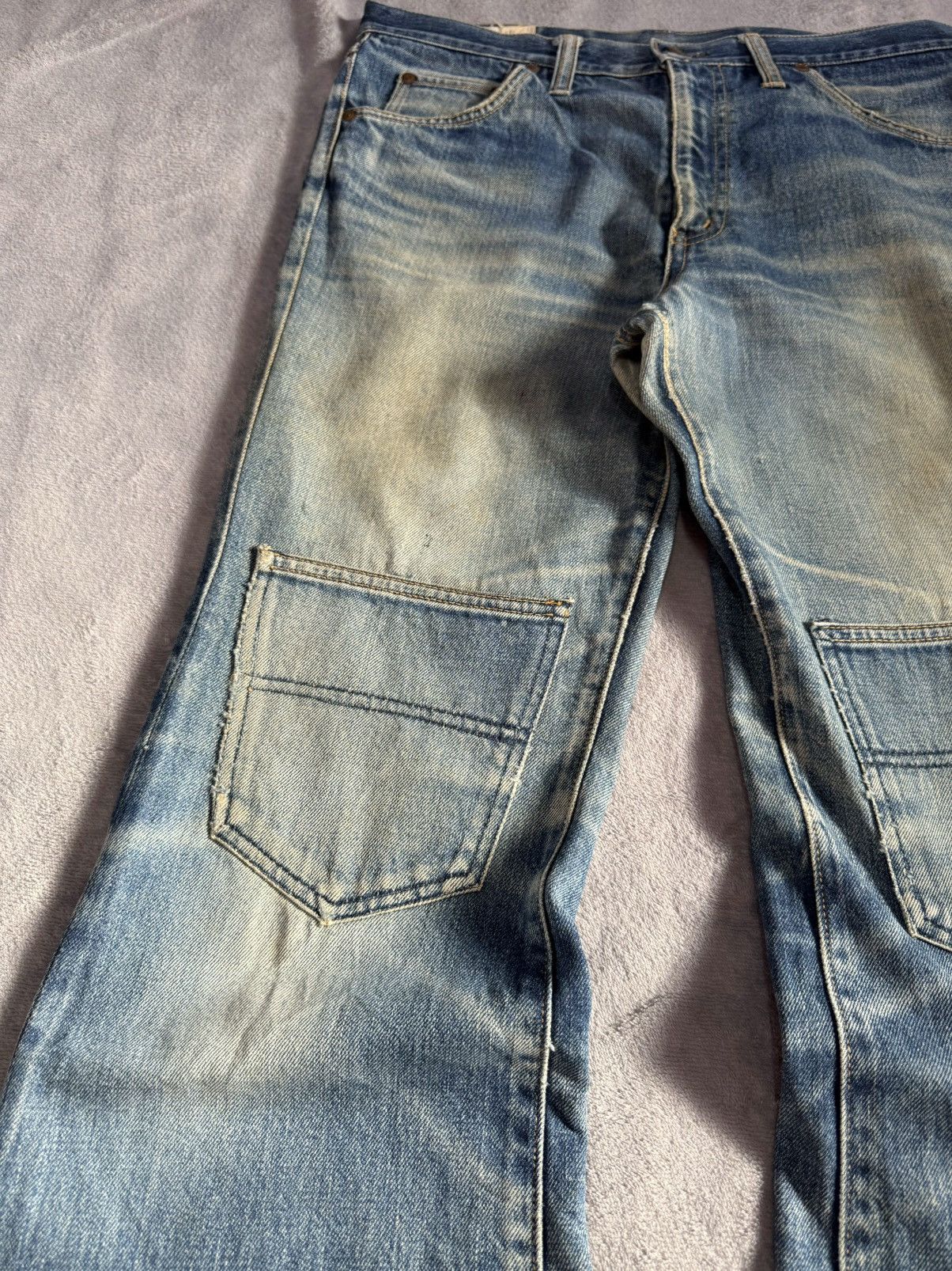 Big John × Vintage 70s Big John Talon Zipper Aging Distressed Mud Flared Jeans Size US 32 / EU 48 - 5 Thumbnail