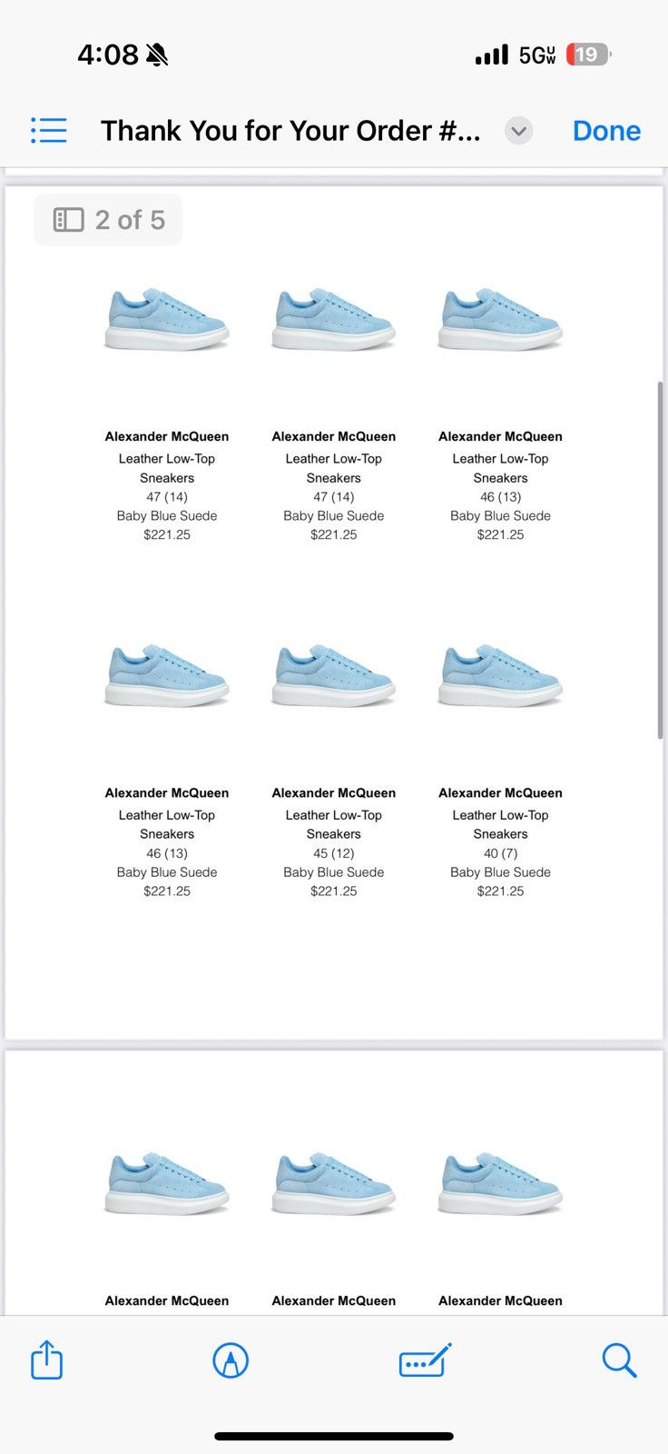 Alexander McQueen Alexander McQueen Oversized Sneaker Suede Powder Blue Size US 12 / EU 45 - 9 Thumbnail