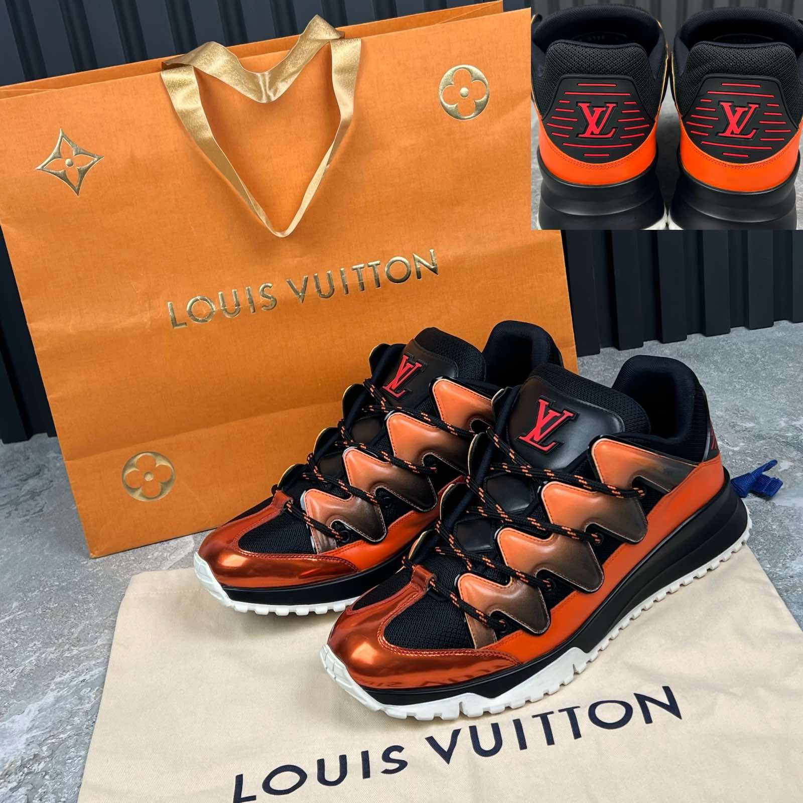 Louis Vuitton Zig Zag Orange And Black Sneakers New