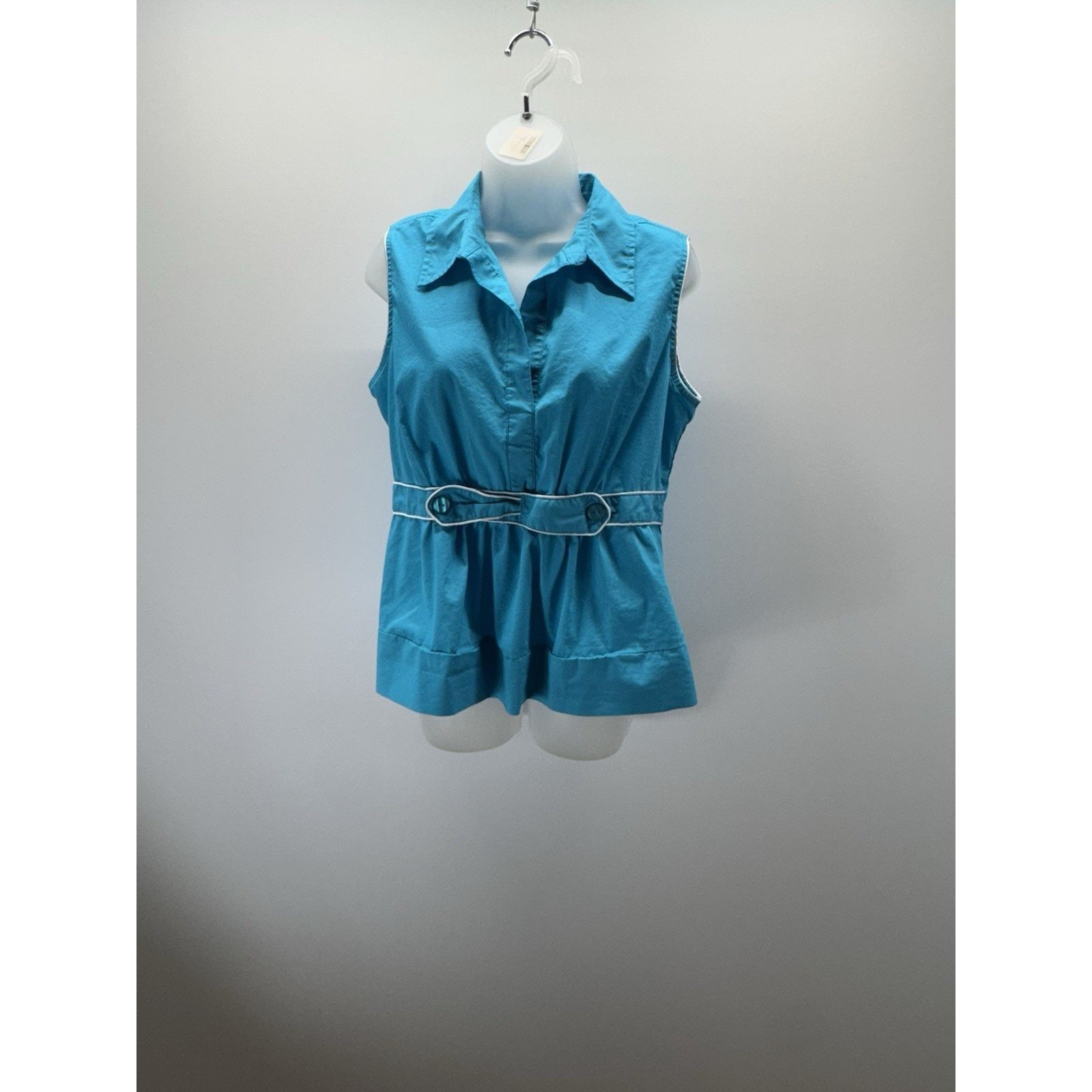 Other Cato Women's Blue Cotton Blend Tank Top White Satin Trim M Size M / US 6-8 / IT 42-44 - 1 Thumbnail