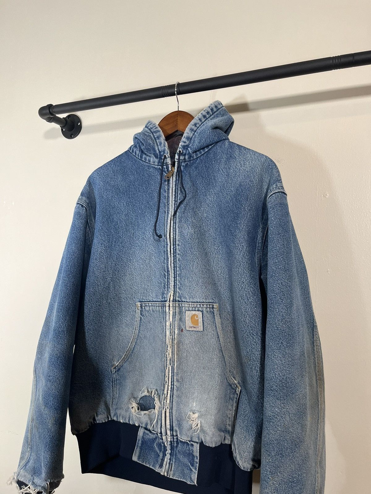 image of Carhartt Hooded Work Jacket in Blue, Men's (Size XL)