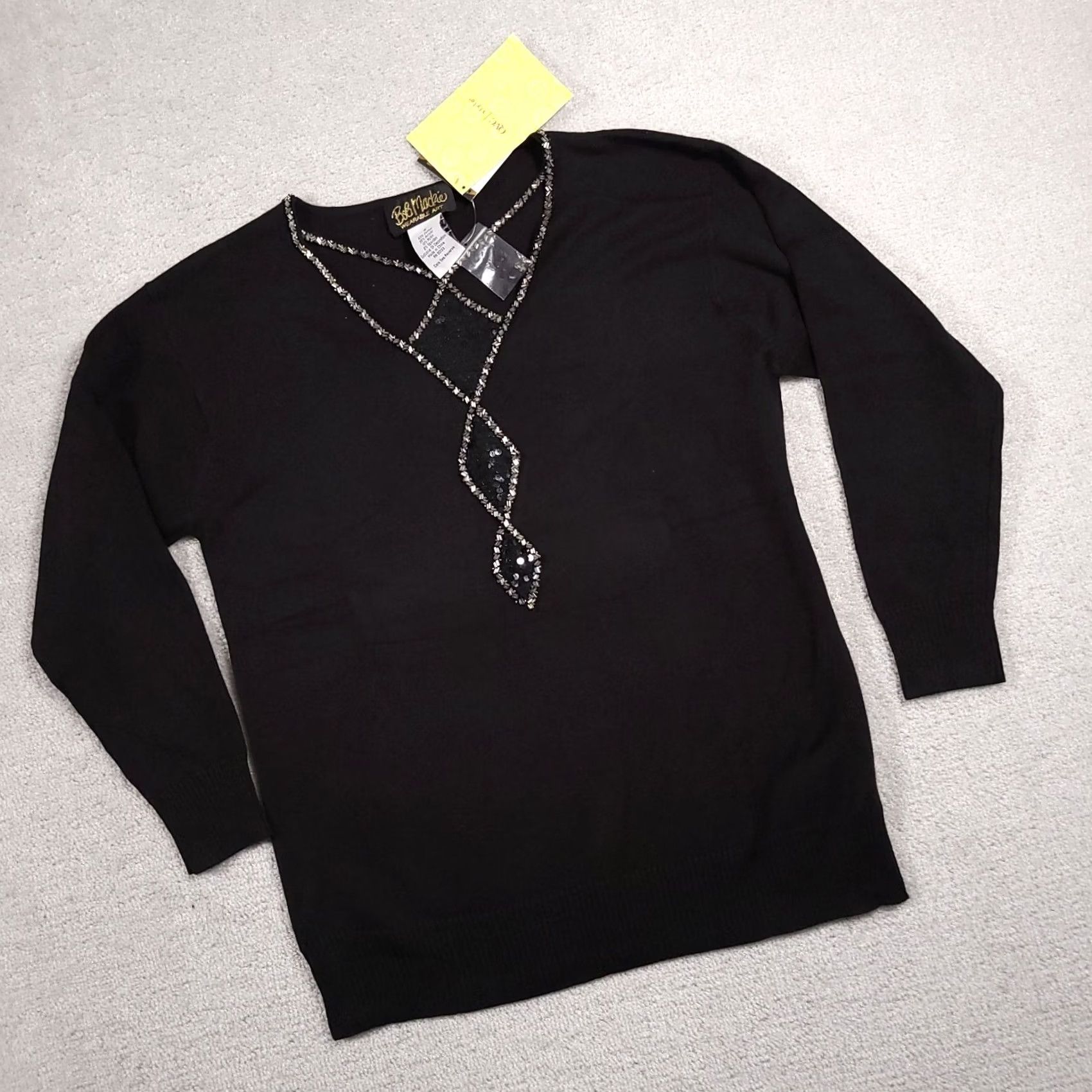 Bob Mackie Bob Mackie Beaded Knit Wearable Art Sweater Women's Small Black Long Sleeve Size S / US 4 / IT 40 - 2 Thumbnail