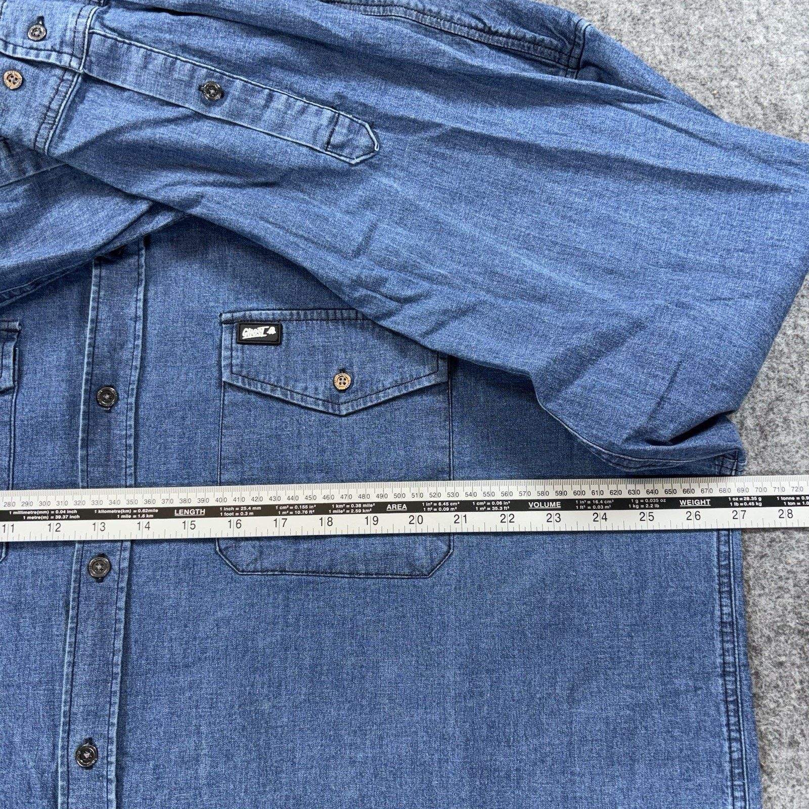 Other Ghost Lifestyle Long Sleeve Blue Denim Button Shirt Mens XXL Size US XXL / EU 58 / 5 - 6 Thumbnail