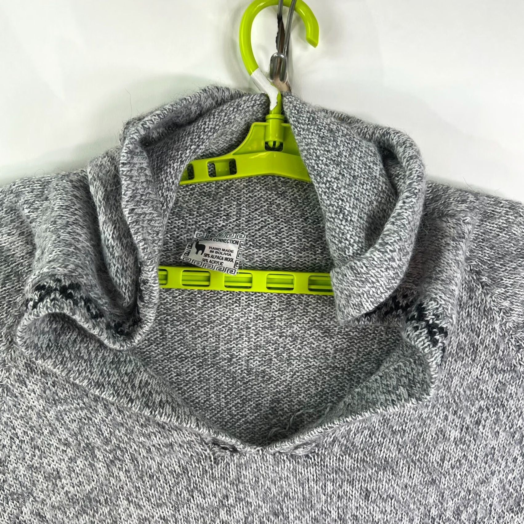 Vintage Alpaca Connection Wool Sweater Women L Gray Pockets Crew Neck Long Sleeve (Note: ensure only allowed content) Size L / US 10 / IT 46 - 3 Thumbnail
