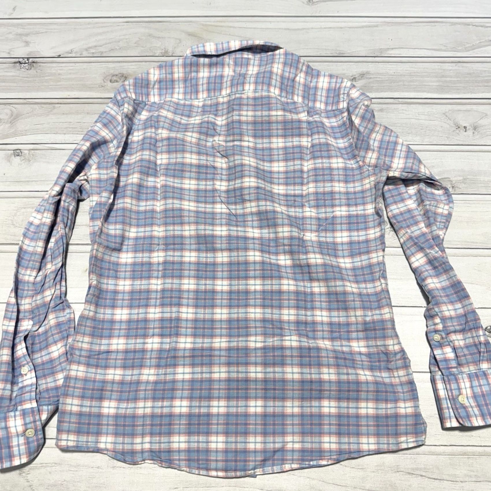 Faherty Faherty Shirt Mens Small Blue Pink White Plaid Cotton Linen Button Up Size US S / EU 44-46 / 1 - 3 Thumbnail