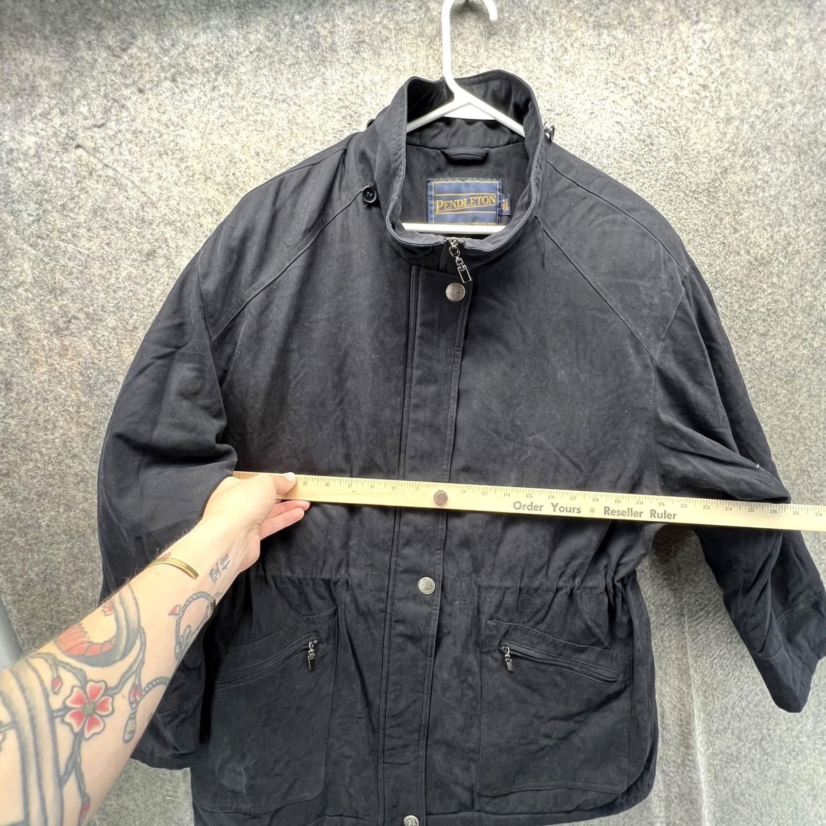 Pendleton VINTAGE Pendleton Jacket Womens Large Black Canvas Full Zip Collared Pockets Lined Size L / US 10 / IT 46 - 2 Thumbnail